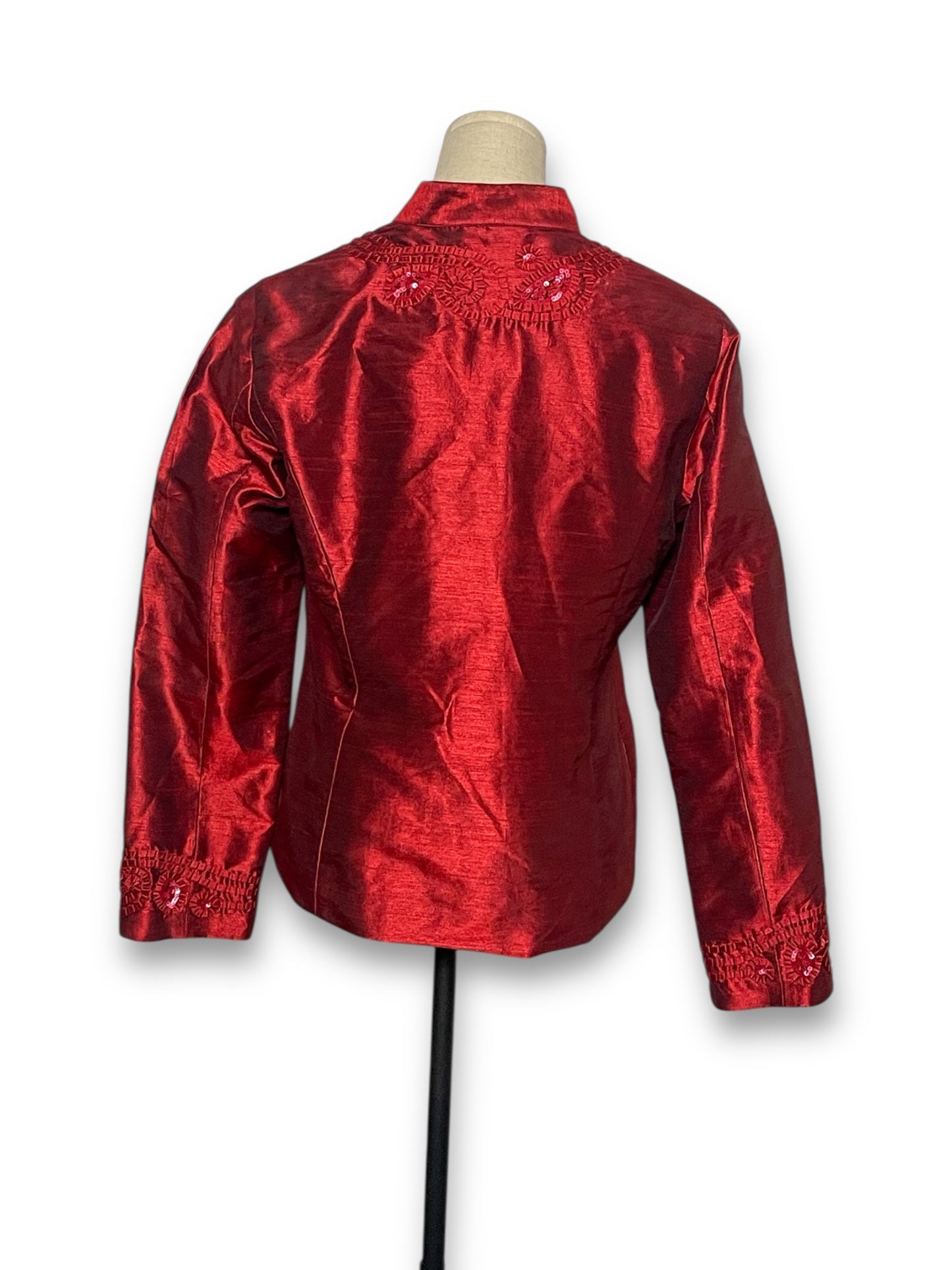 Y2K Chico’s Shiny Ruby Red Blouse (L)