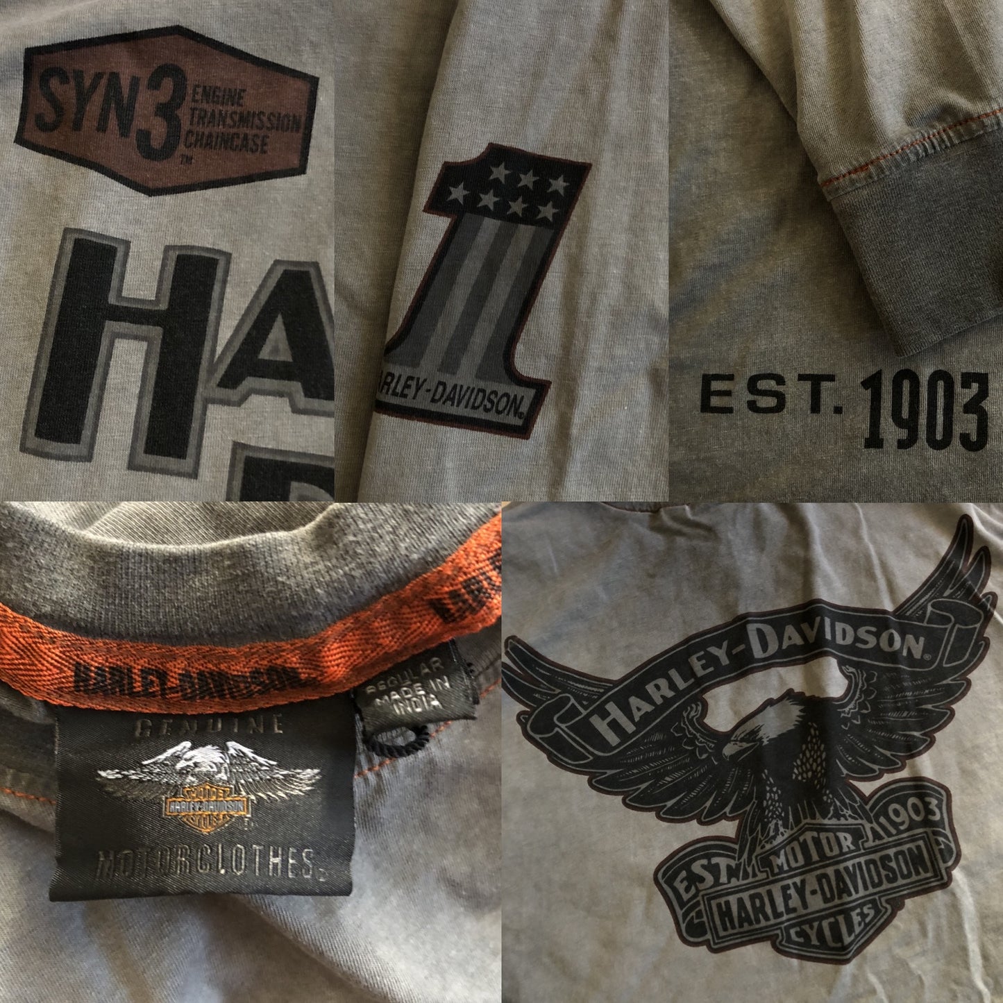 Y2K/Modern Harley Davidson Gray Long Sleeve T-Shirt (L)