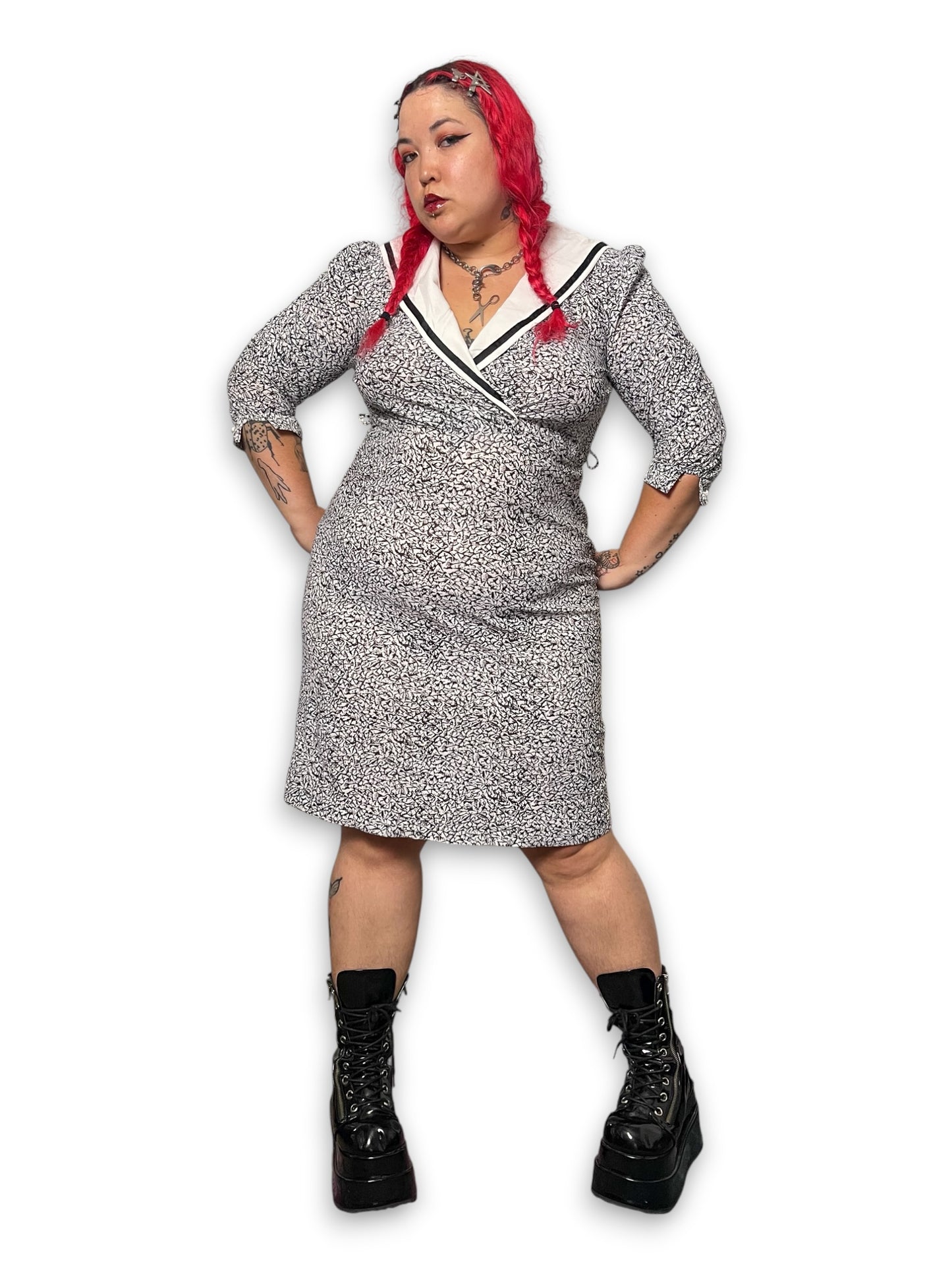80’s Retro Print Sailor Dress (XL)