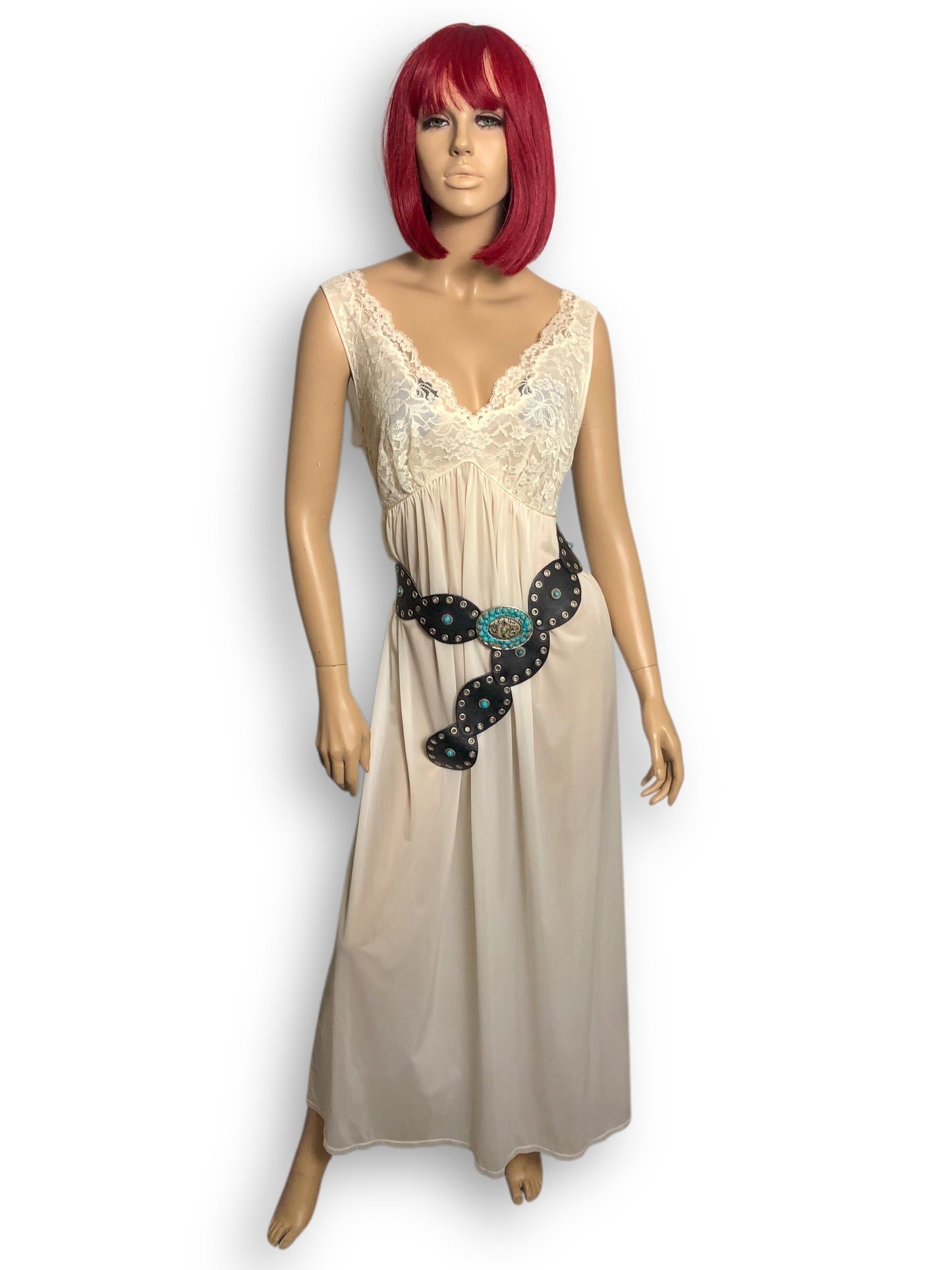 Vintage Black Leather Medallion Belt (M/L)