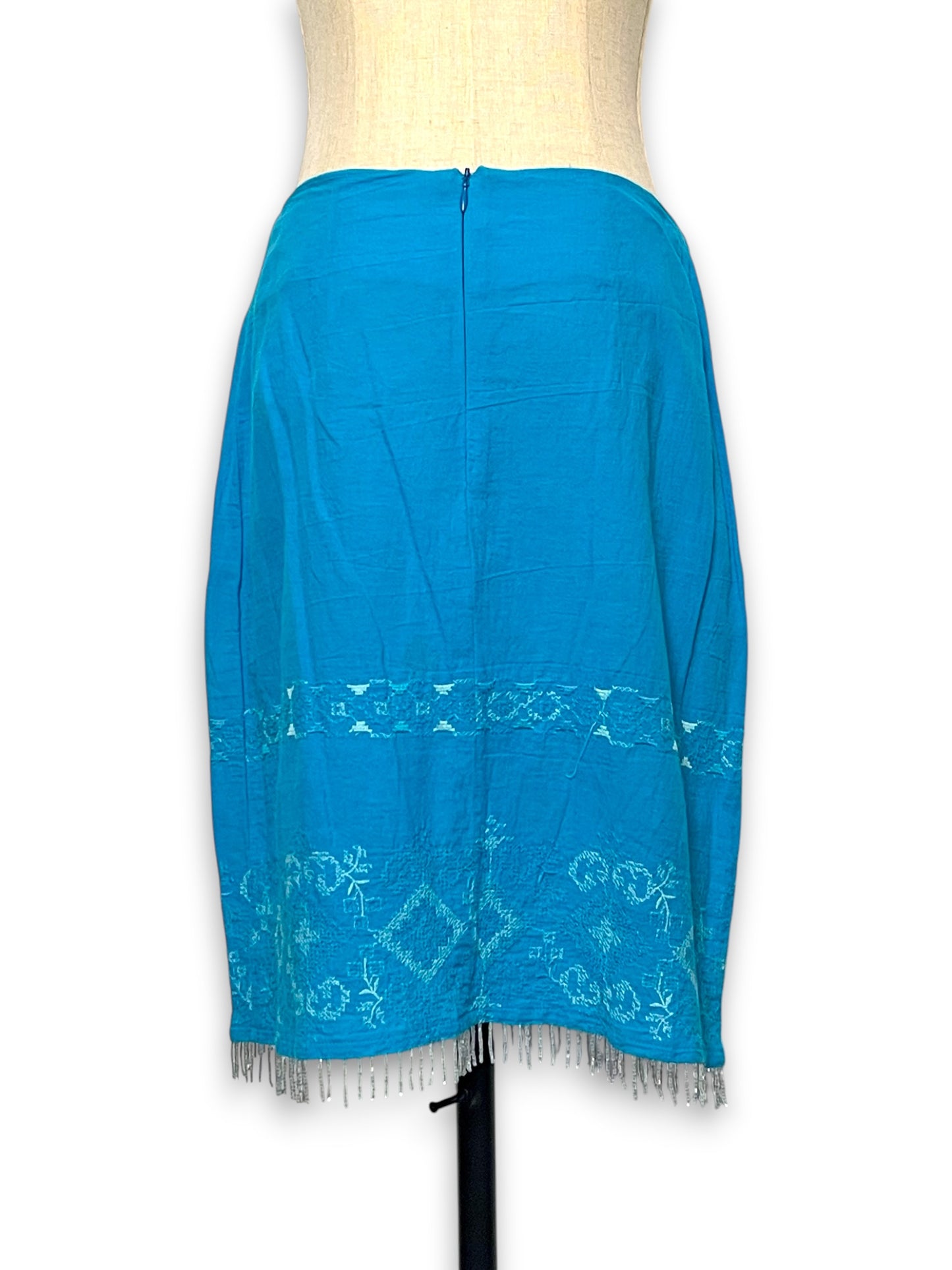 90’s/Y2K Turquoise Embroidered Skirt (S/M)