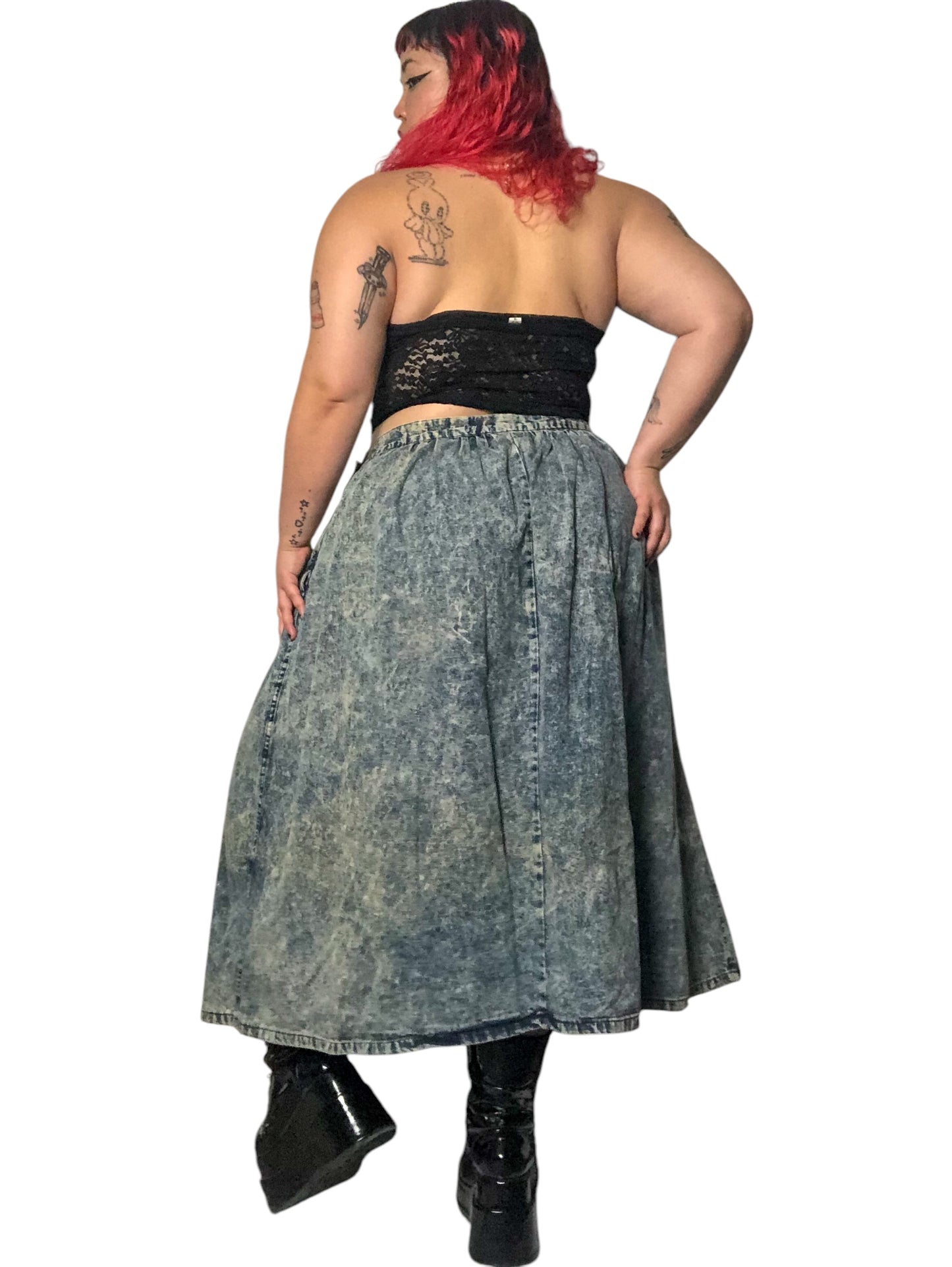 80’s/90’s Palmetto’s Acid Wash Denim Circle Skirt (2X)