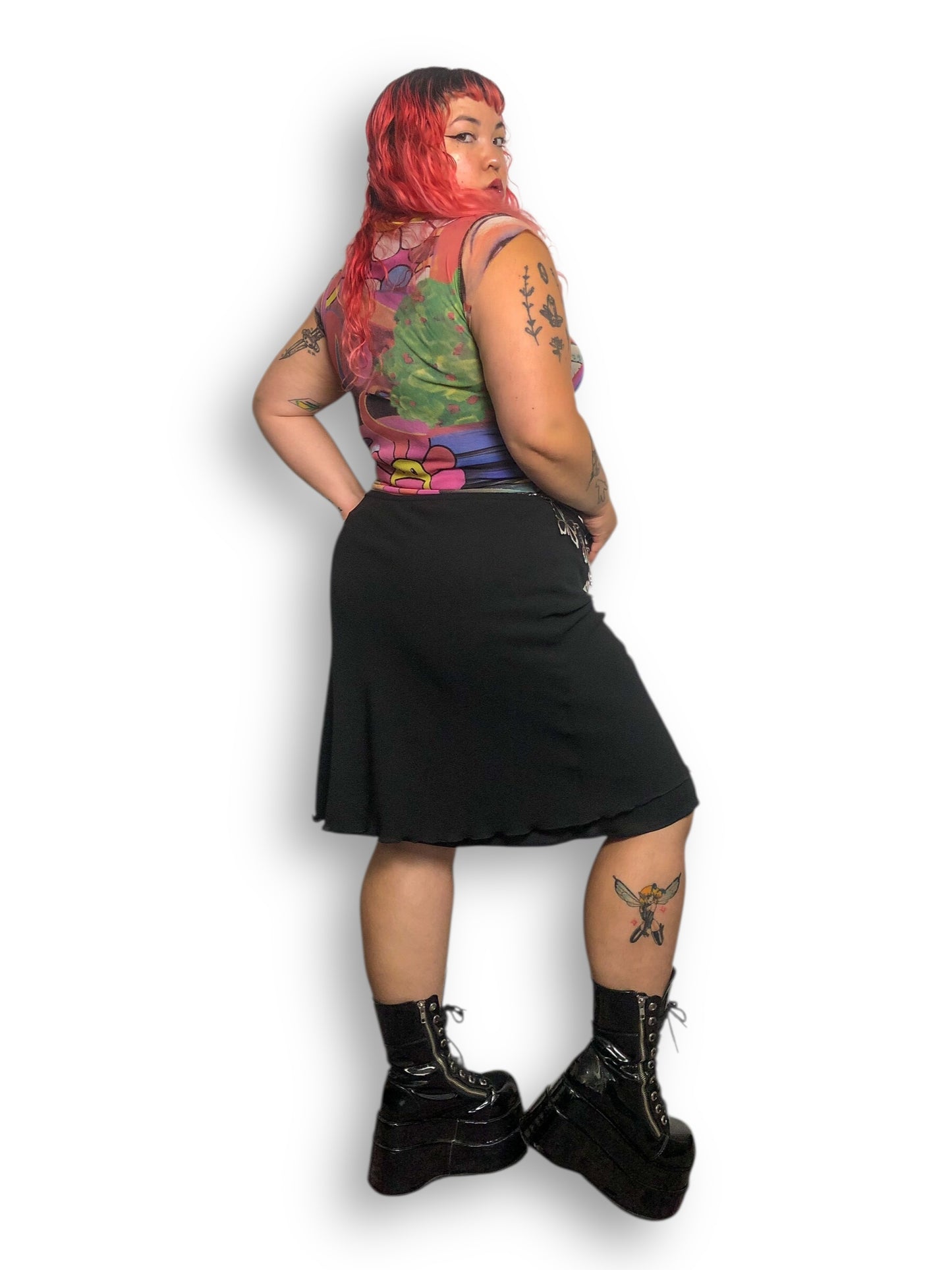 90’s Robbie Bee Black Mesh Layered Skirt (3X)