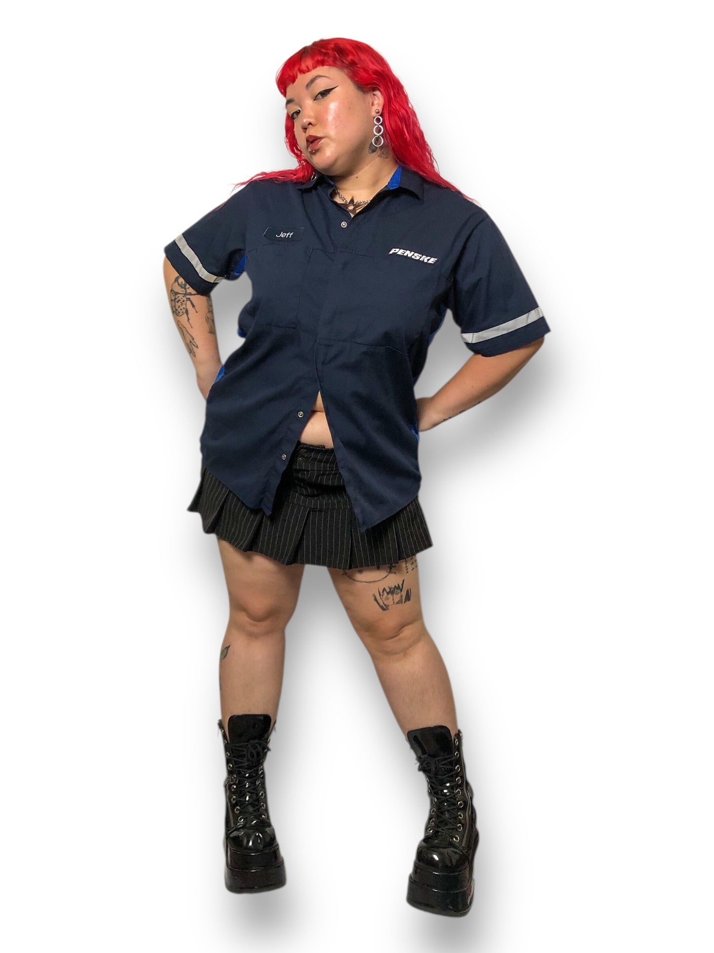 Y2K/Modern Navy Blue Work Shirt (XL/2X)