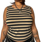 Y2K Draper’s & Damon’s Black and Cream Striped Tank Top (L)