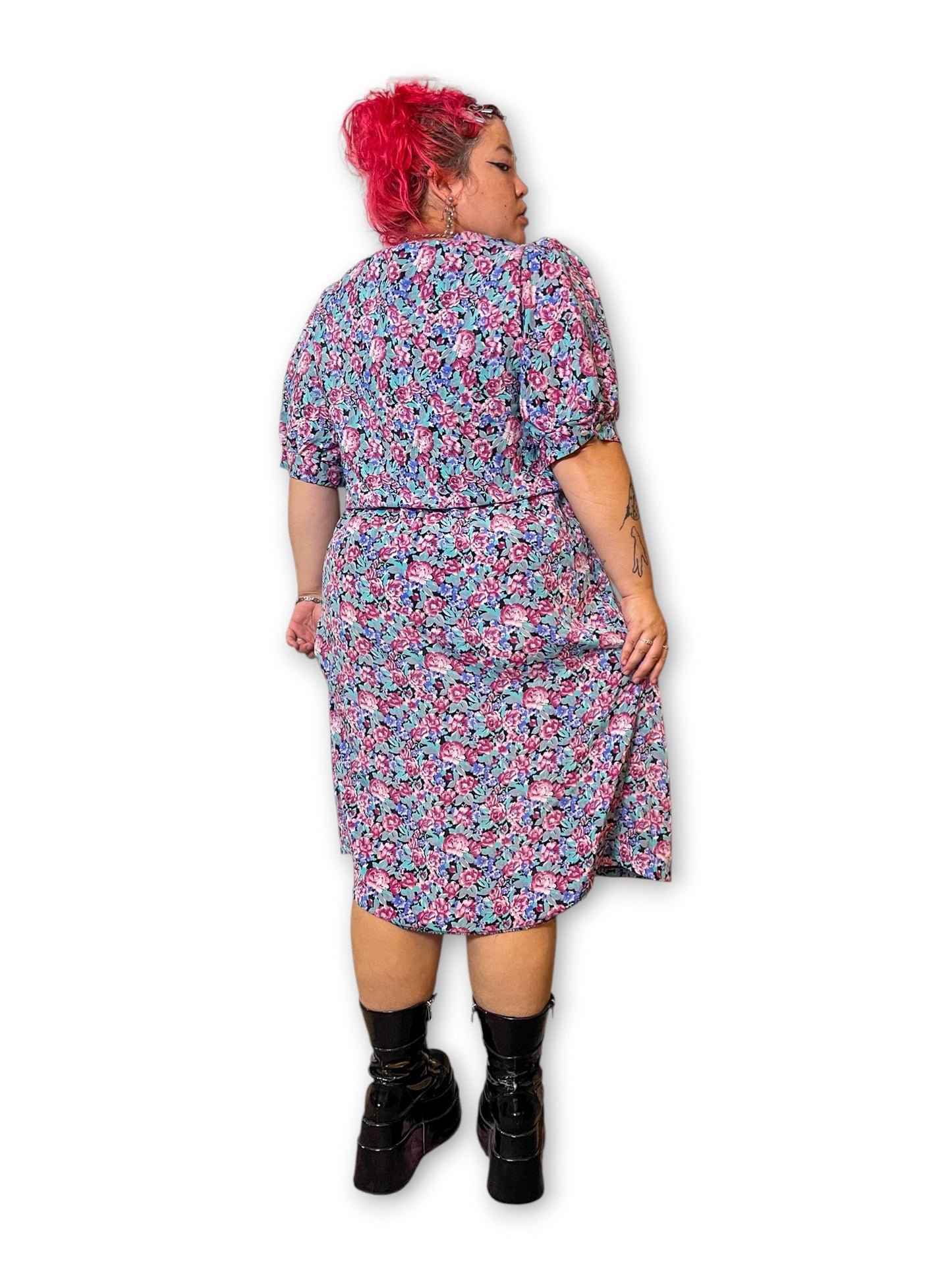 90’s Retro Floral Midi Dress (2X)