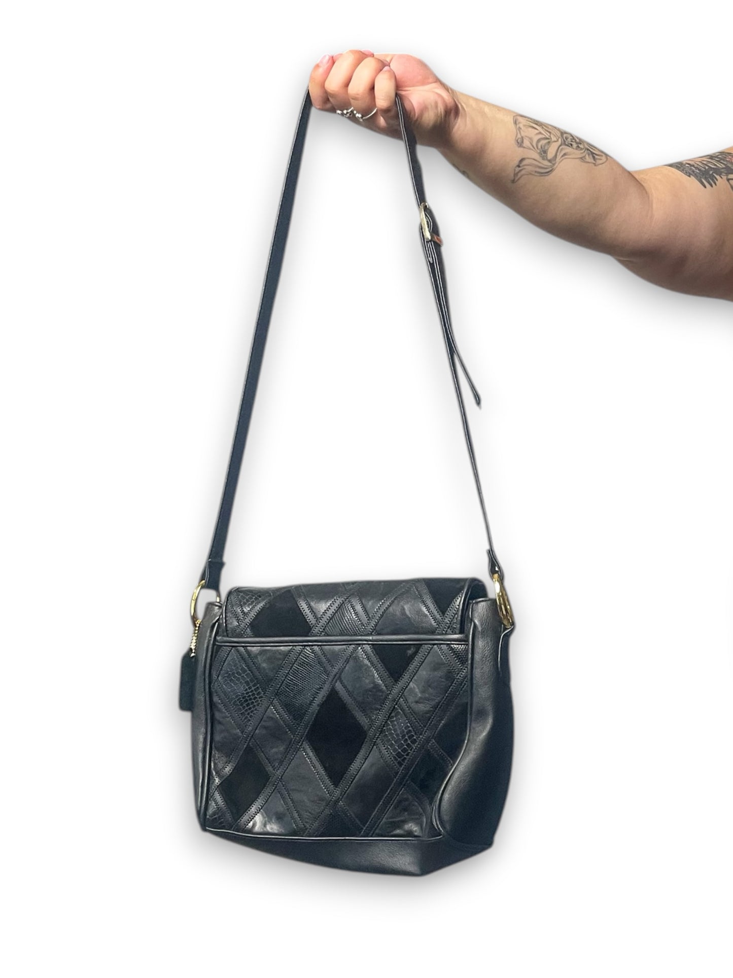 90’s Black Patchwork Leather Purse