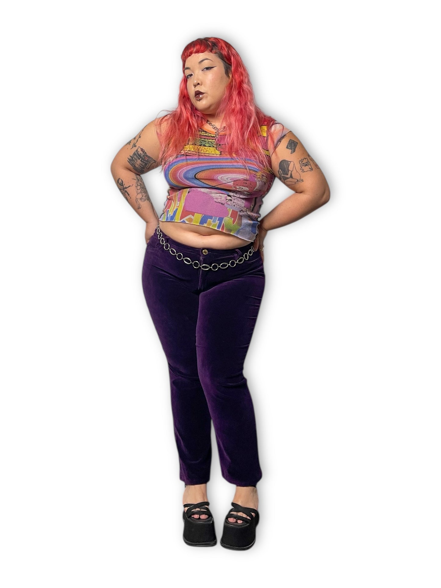 Y2K Ralph Lauren Purple Velvet Pants (XL)