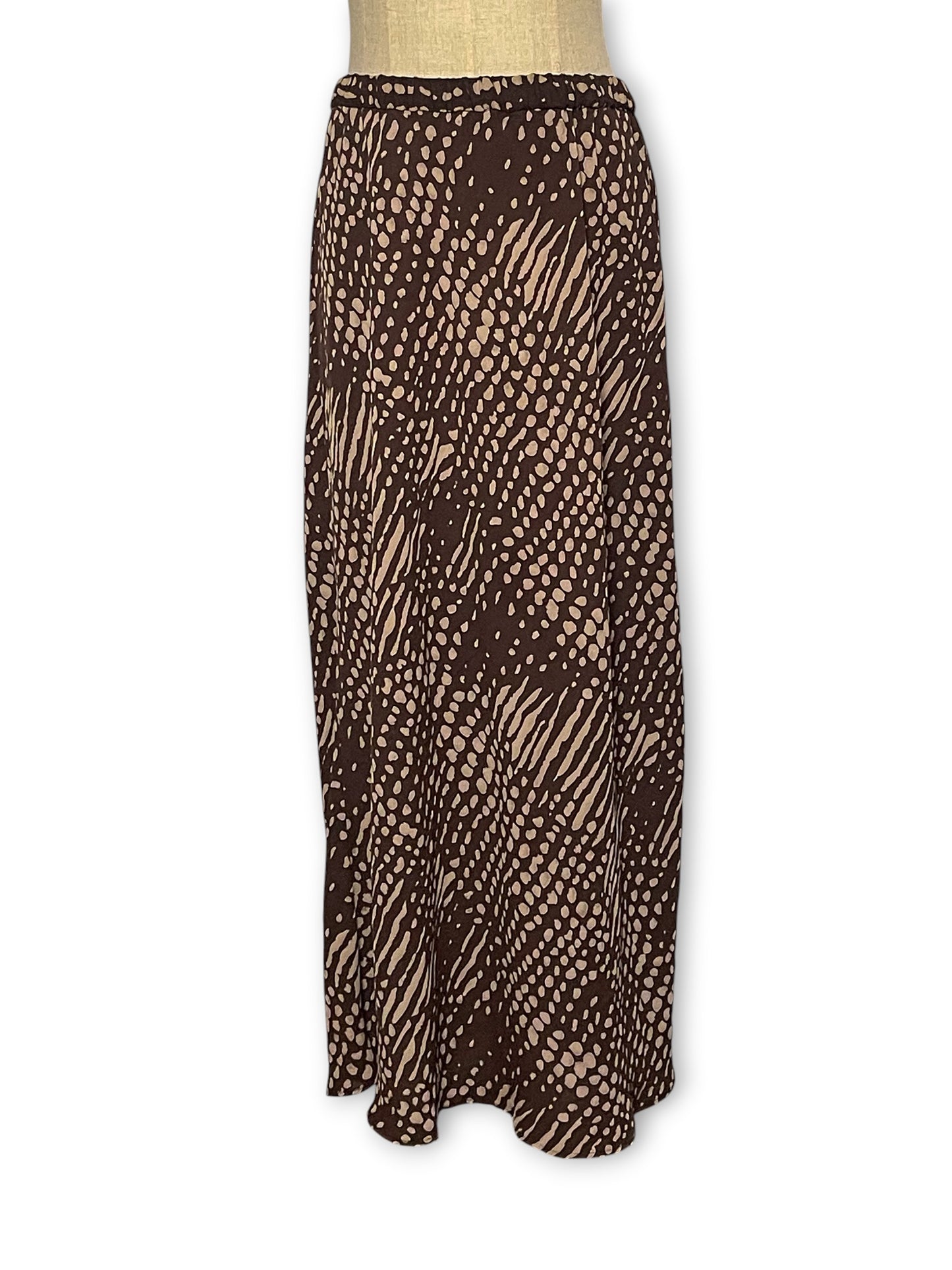 90’s/Y2K Brown Patterned Midi Skirt (L/XL)