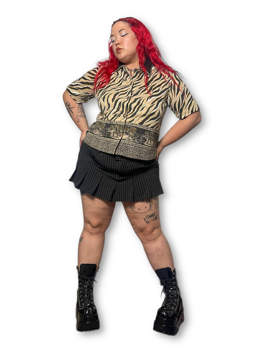 Y2K Koret Tiger Stripe Print Blouse (L)