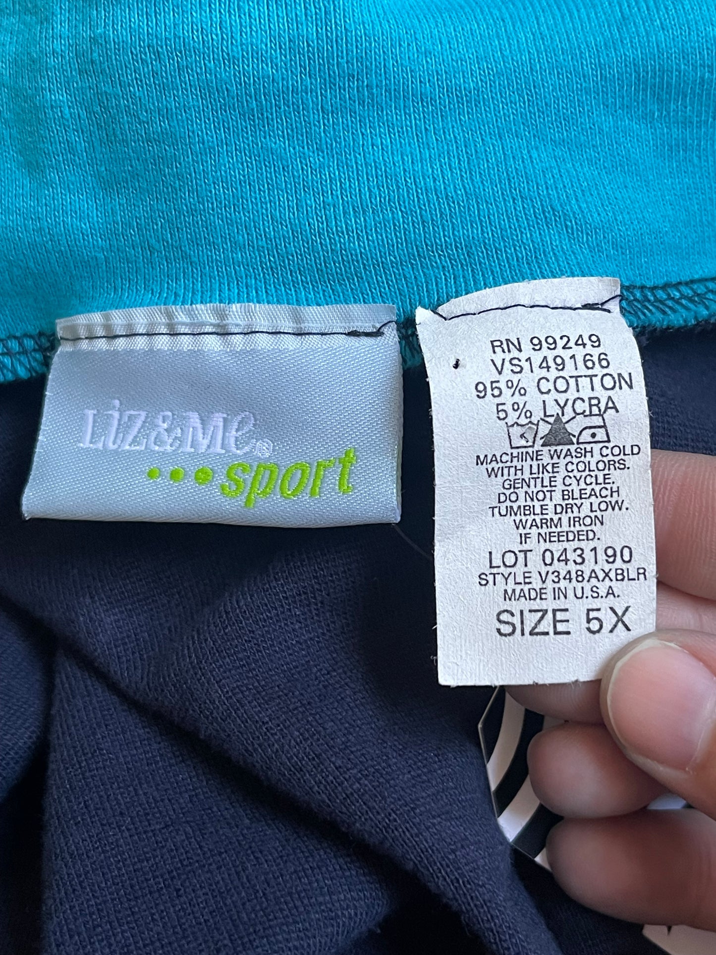 90’s/Y2K Liz & Me Navy Blue Sporty Zip-Up Shirt (5X)