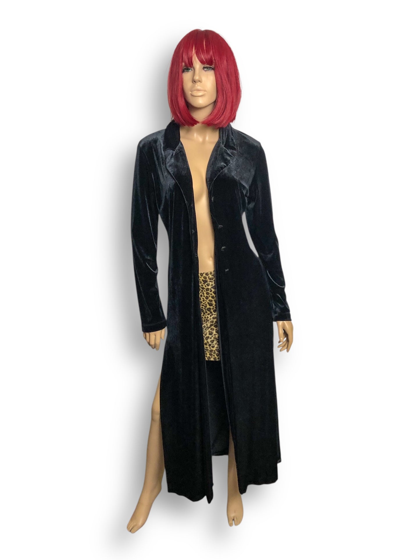 Y2K Be Smart Black Velvet Duster Cardigan (M)