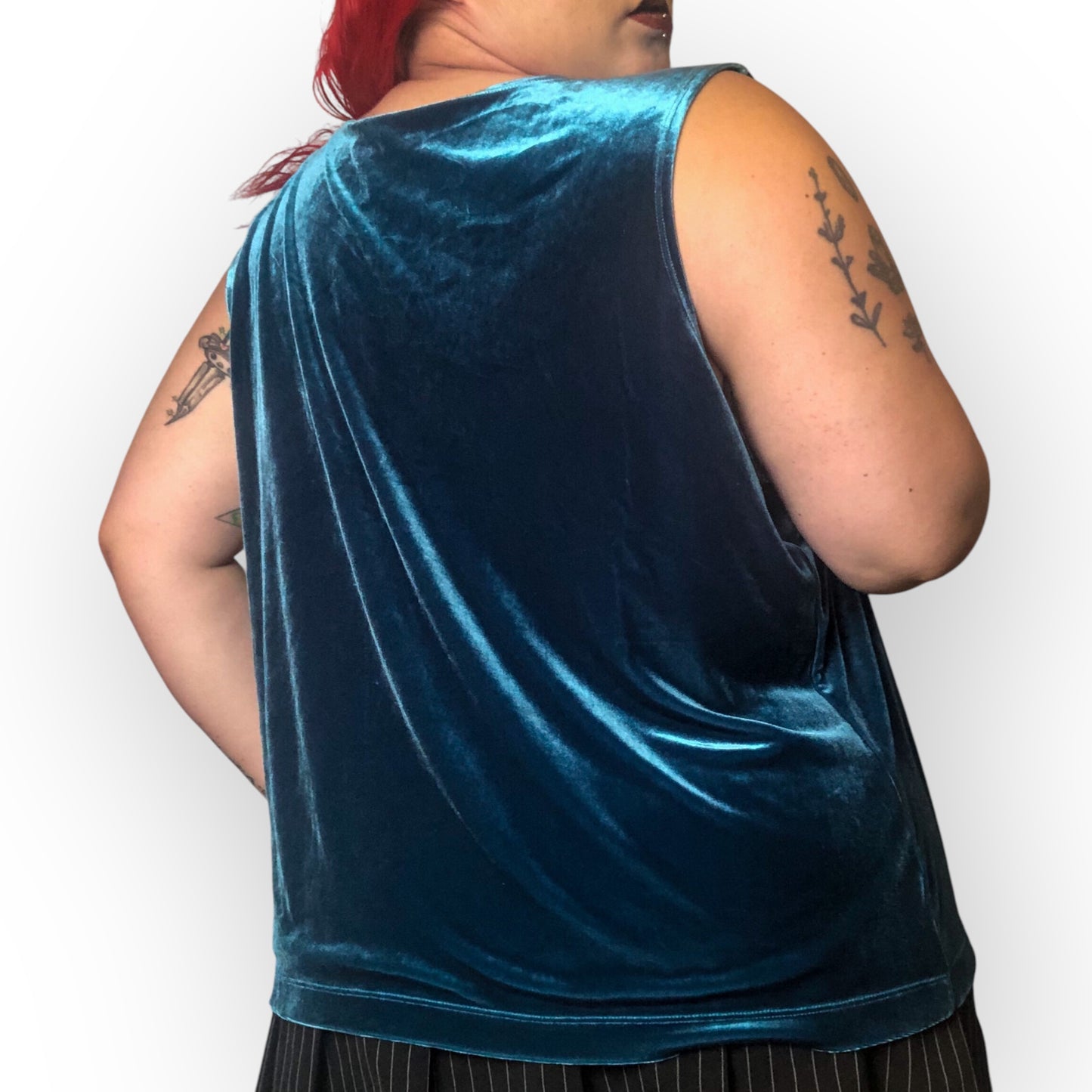 90’s Draper’s & Damon’s Aegean Blue Velvet Tank Top (3X)