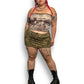 Vintage Brown and Cream Print Tube Top (XL/2X/3X)