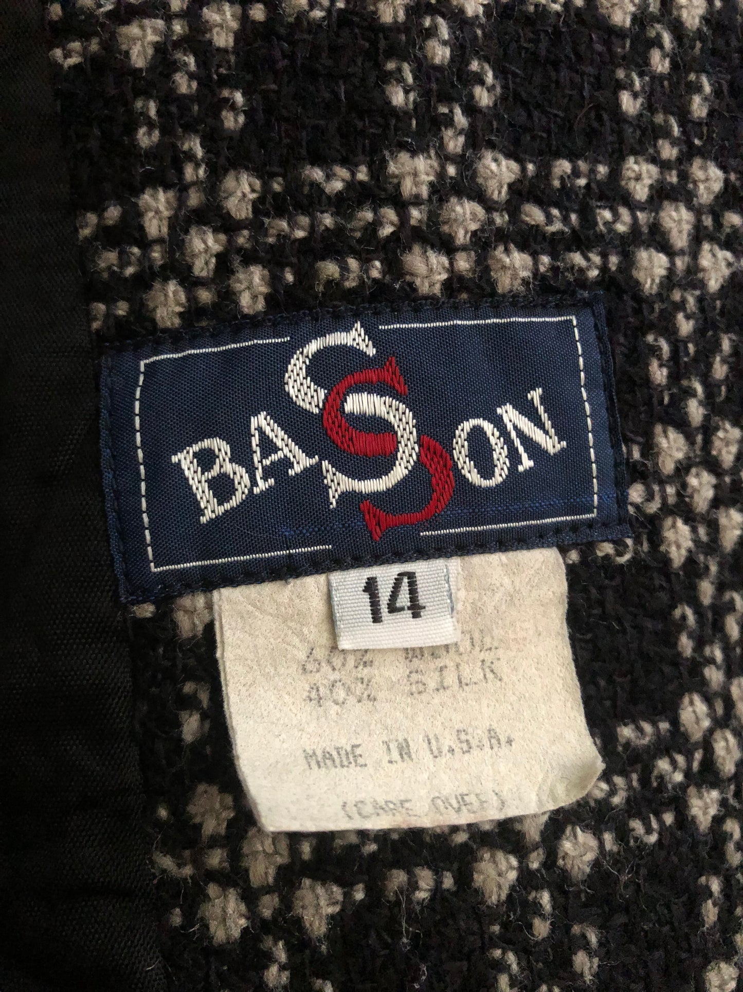 80’s Basson Black and White Plaid Knit Blazer (XL/2X)