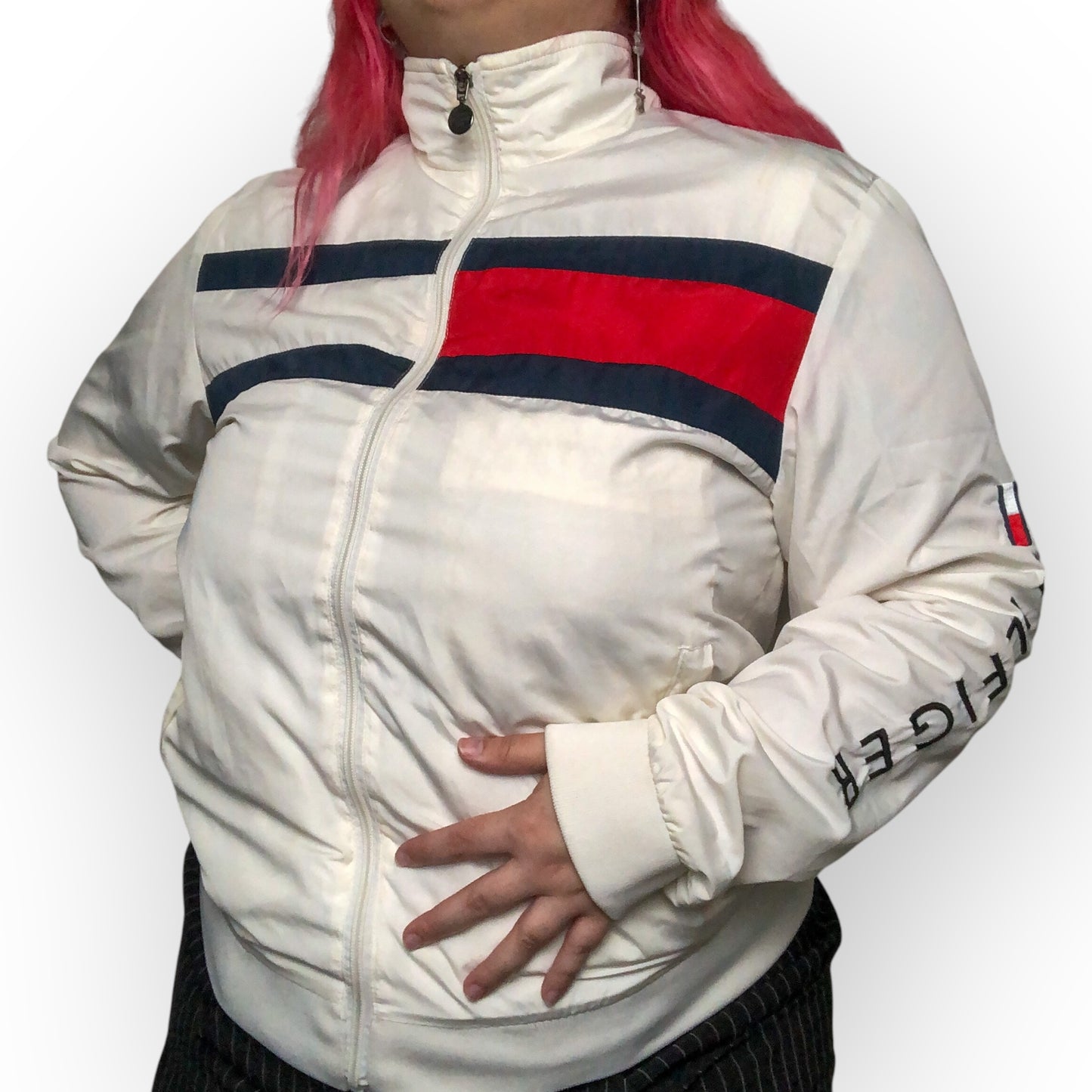 90’s/Y2K Tommy Hilfiger White Windbreaker (XL)