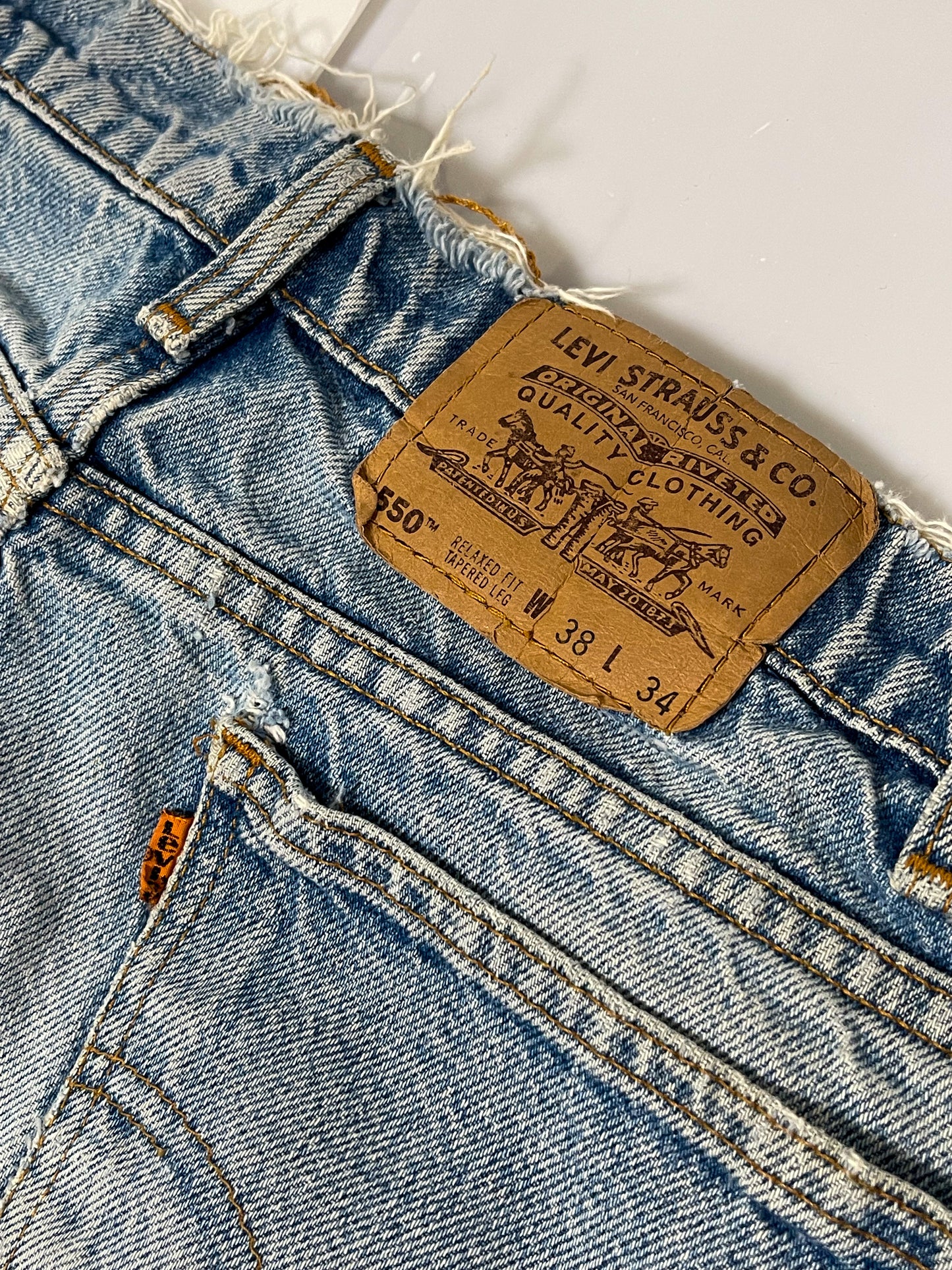 70’s/80’s Levi’s 505 Upcycled Denim Jeans (XL)