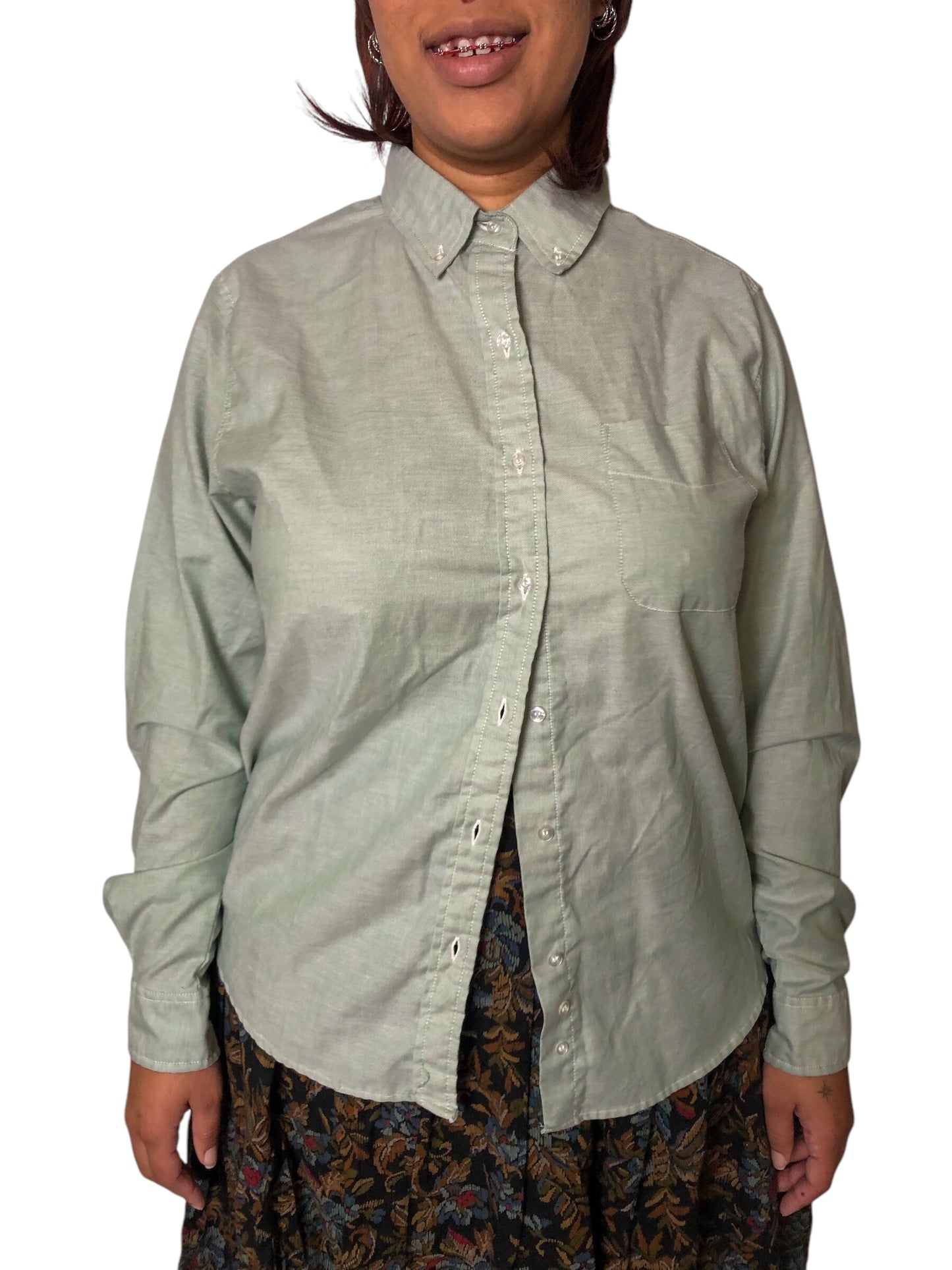 90’s/Y2K The Tall Collection Mint Green Button Down Shirt (2X)