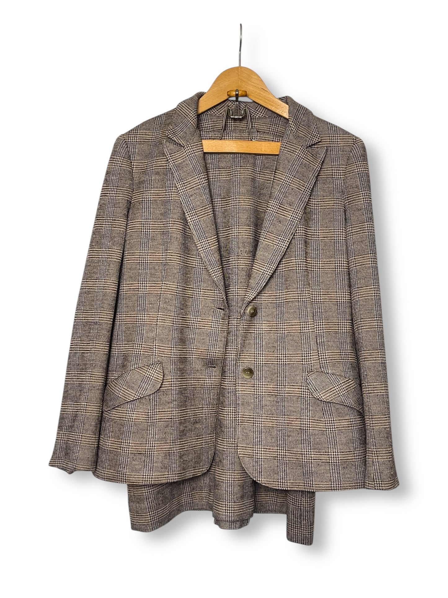 60’s/70’s Dana Point Brown Plaid Skirt Suit (L)