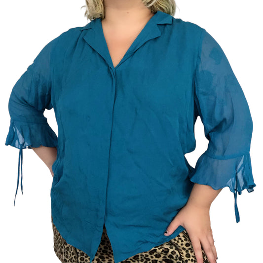 90's Alfani Cerulean Blue Blouse (2X/3X)