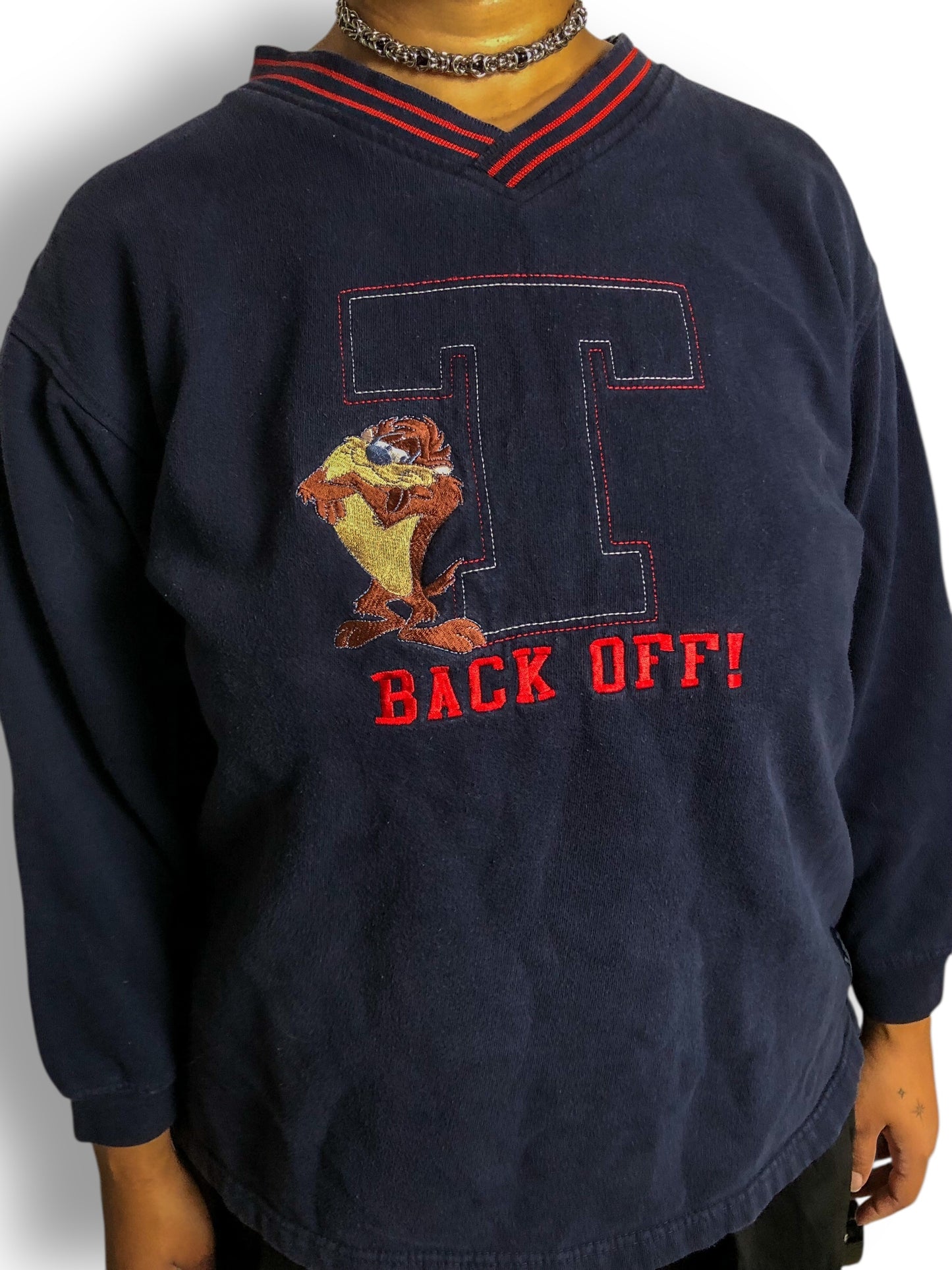 Y2K Looney Tunes Navy Blue Taz the Tasmanian Devil Sweatshirt (2X/3X)