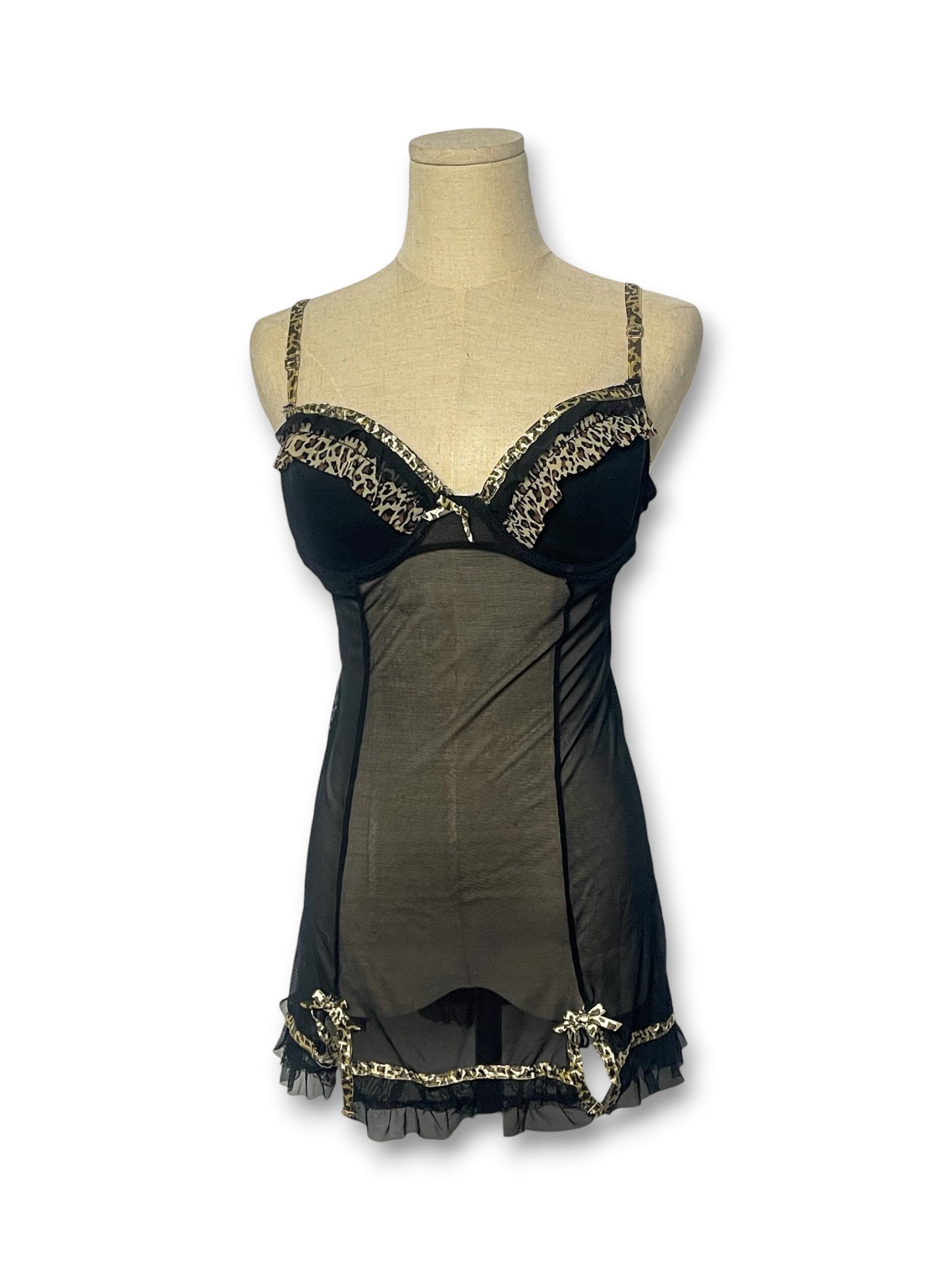 Y2K Black Leopard Chemise (L)