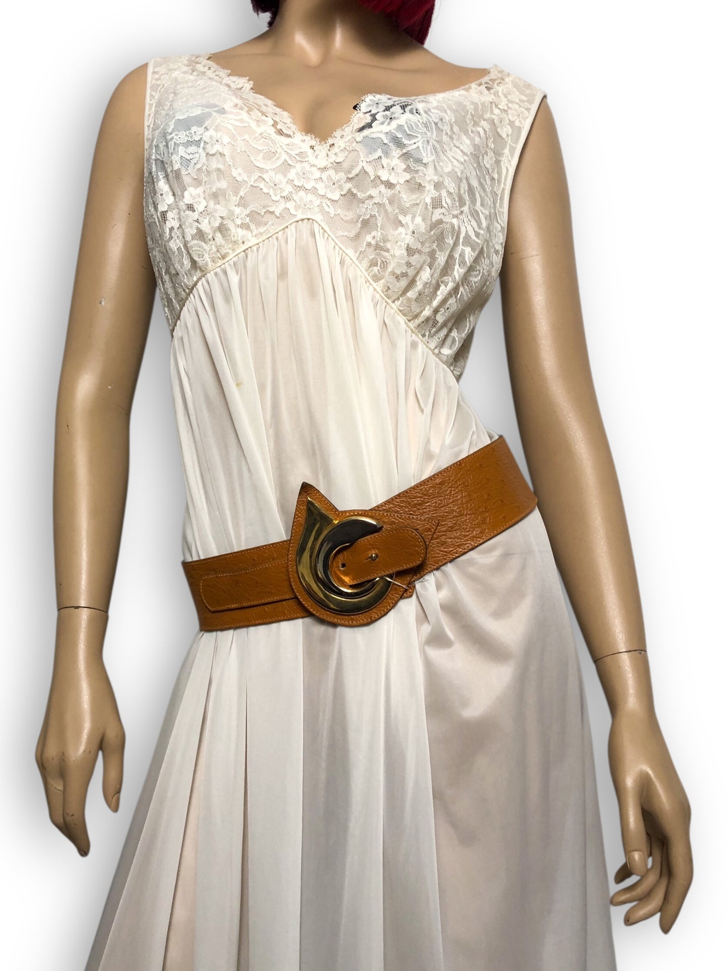 Vintage Brown Faux Leather Belt (M)