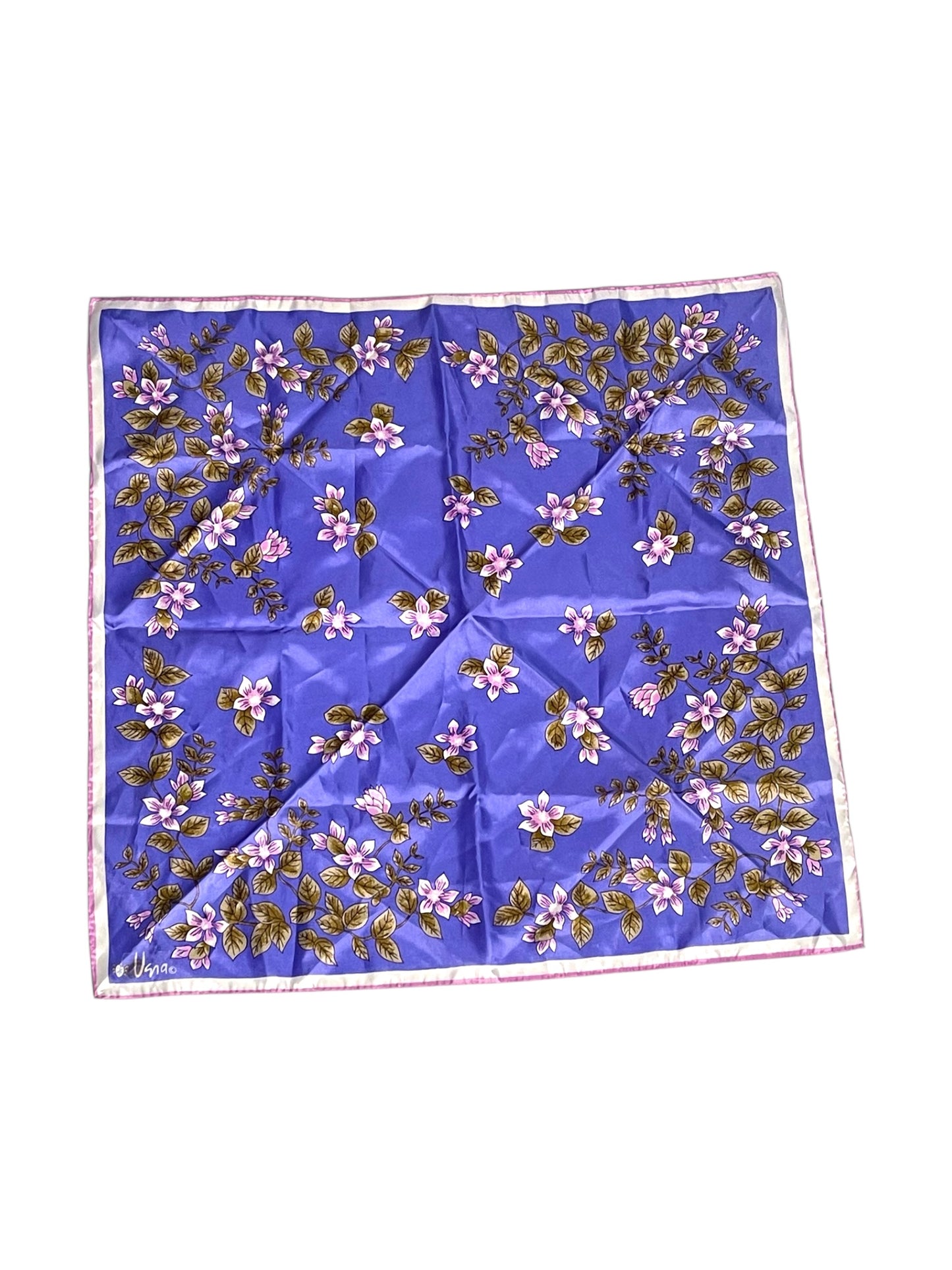 Vintage Purple Floral Satin Scarf