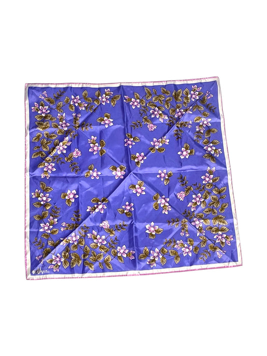 Vintage Purple Floral Satin Scarf