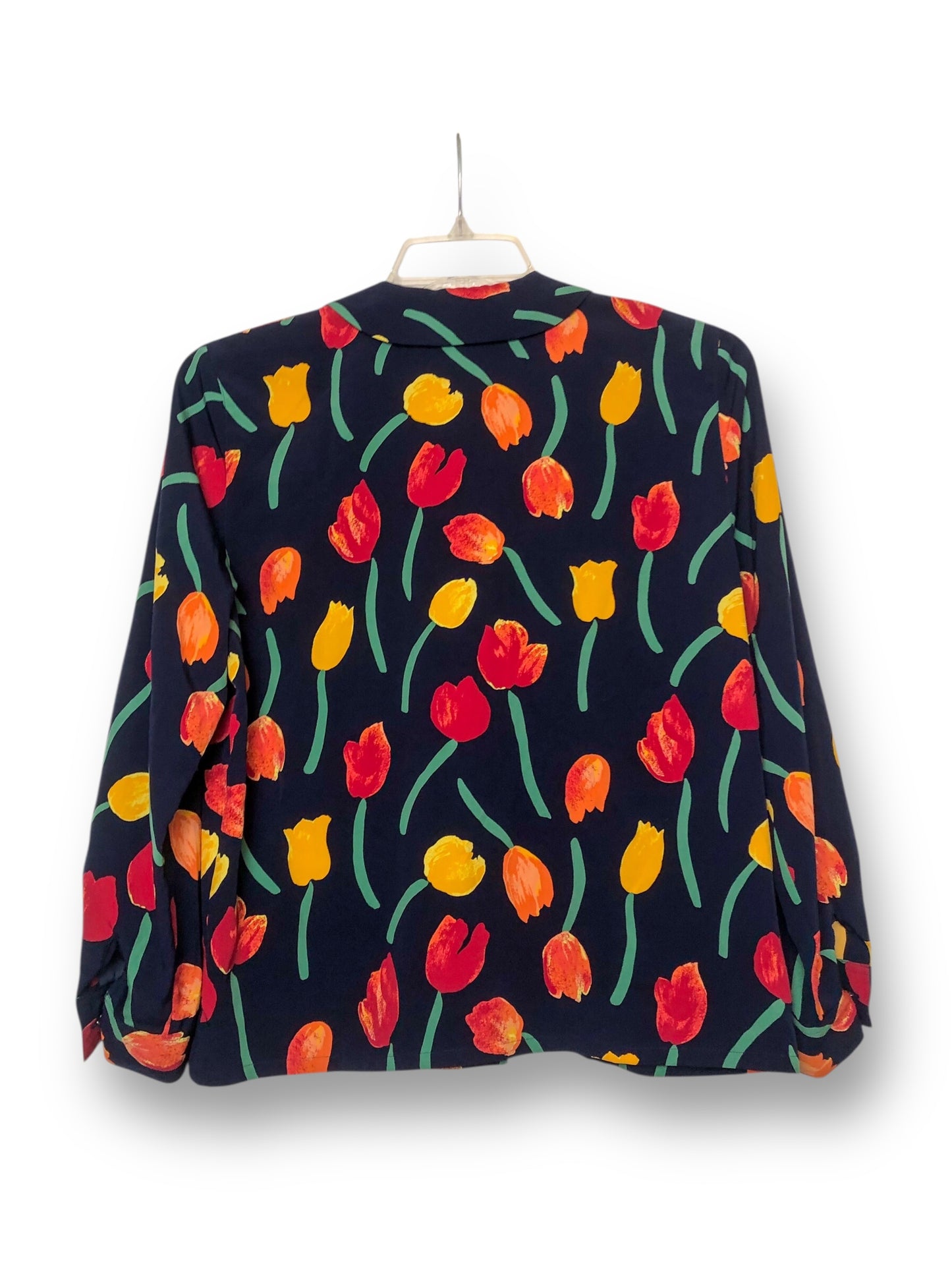 70’s/80’s Rèitre Navy Blue Floral Print Blouse (M)