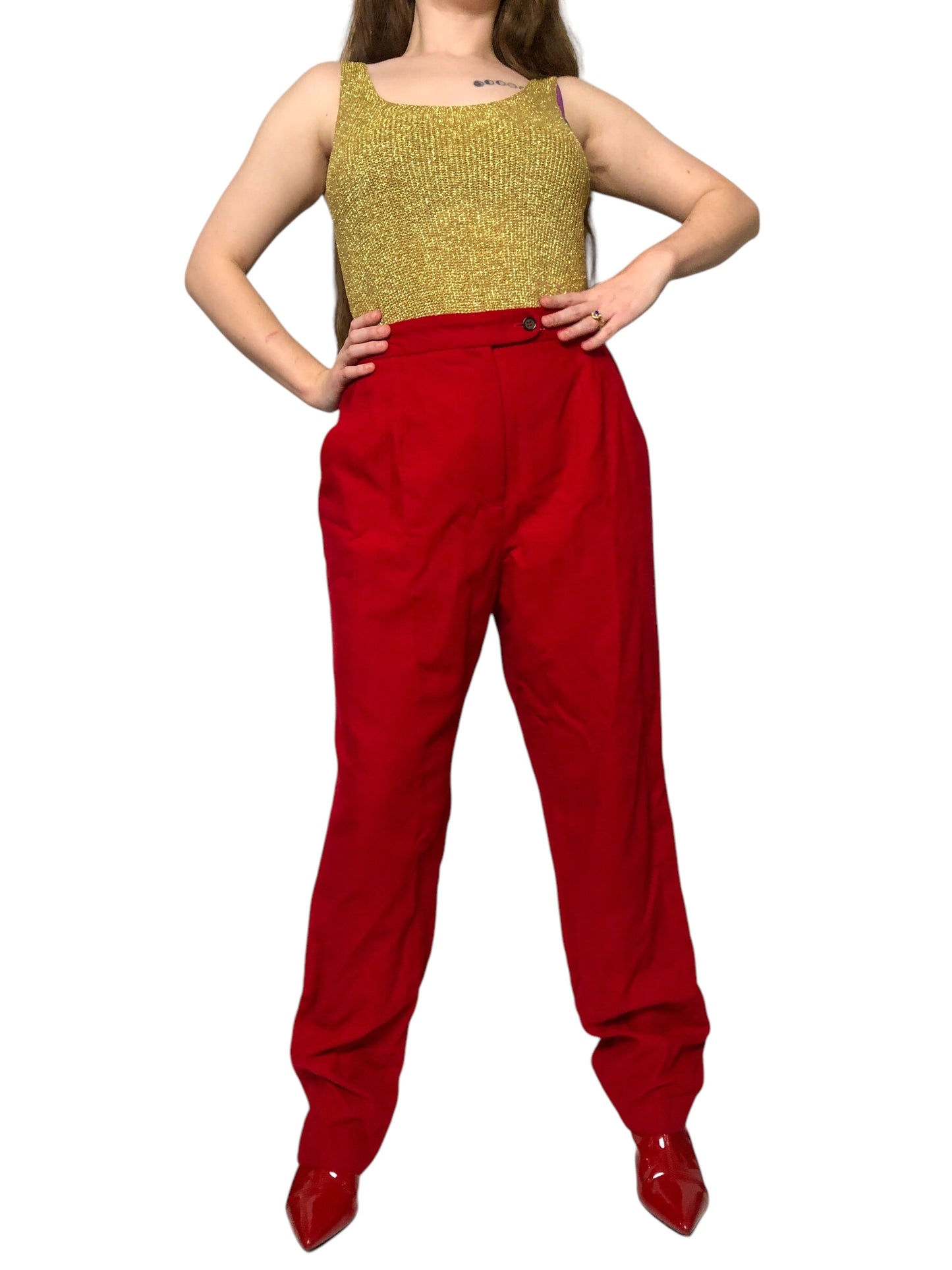 80’s Harvé Benard by Benard Holtzman Red High Waisted Pants (L)