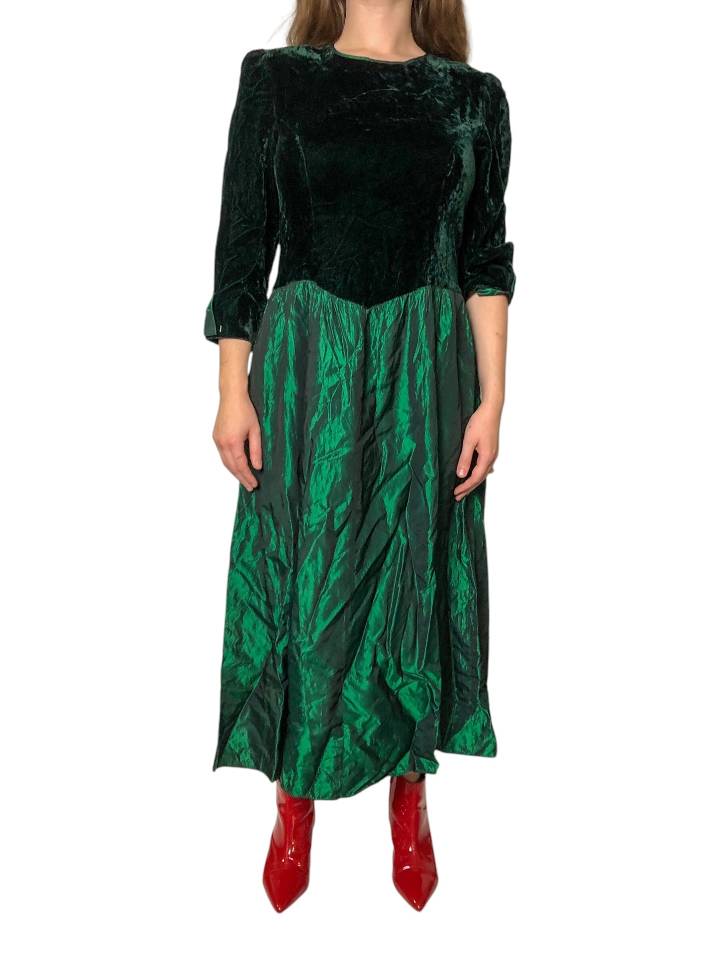 80’s Lanz Originals Dark Green Retro Prom Dress (L/XL)