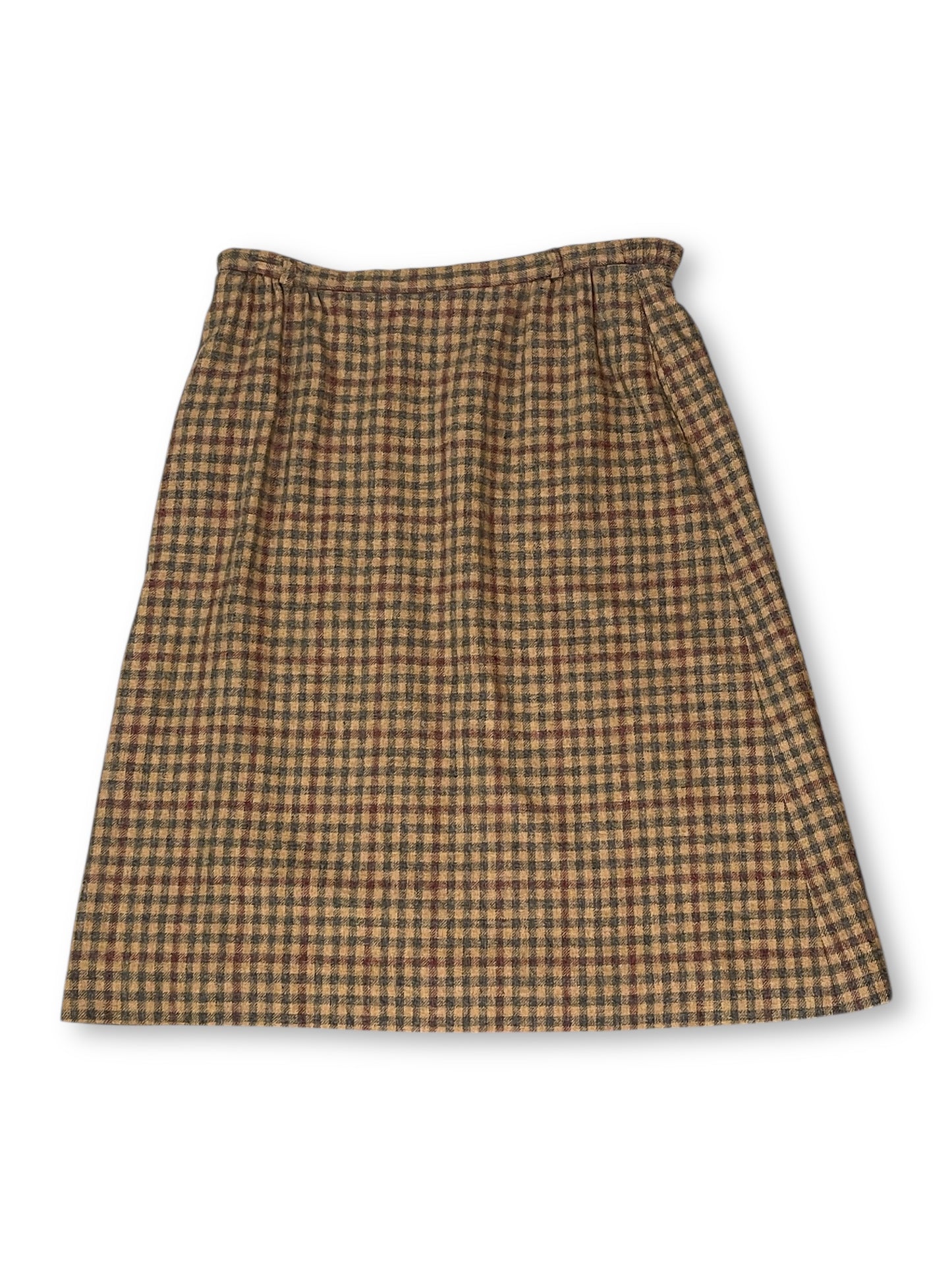 70’s Tan and Gray Tartan Plaid Pencil Skirt (1X)