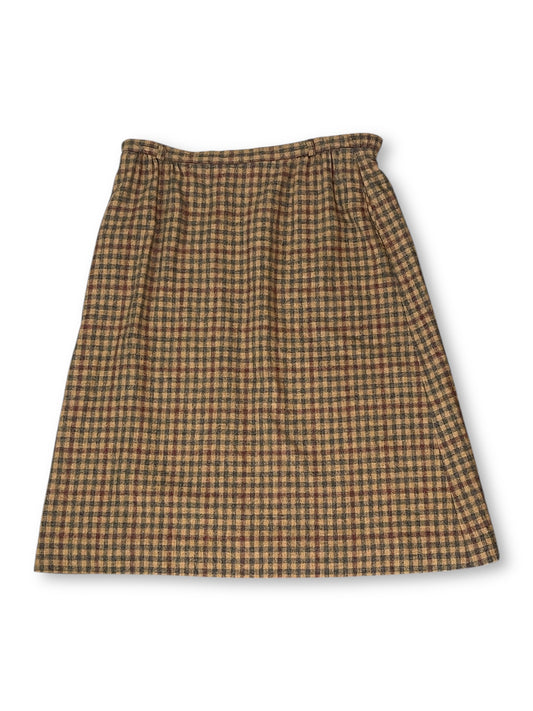 70’s Tan and Gray Tartan Plaid Pencil Skirt (1X)