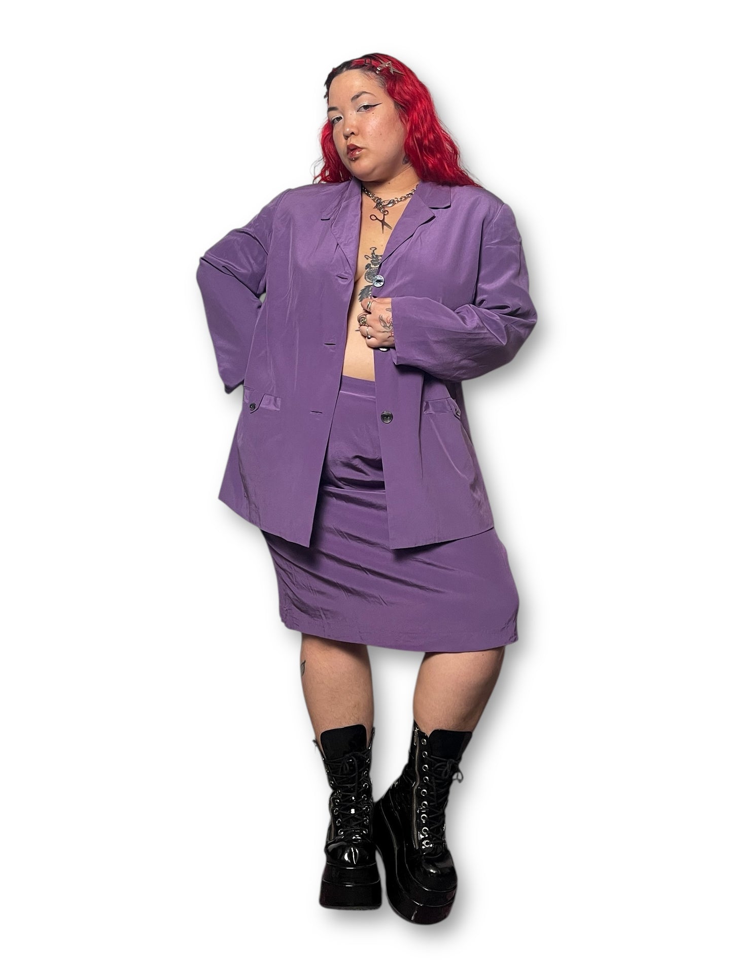 90’s August Max Woman Silk Skirt Suit (3X)