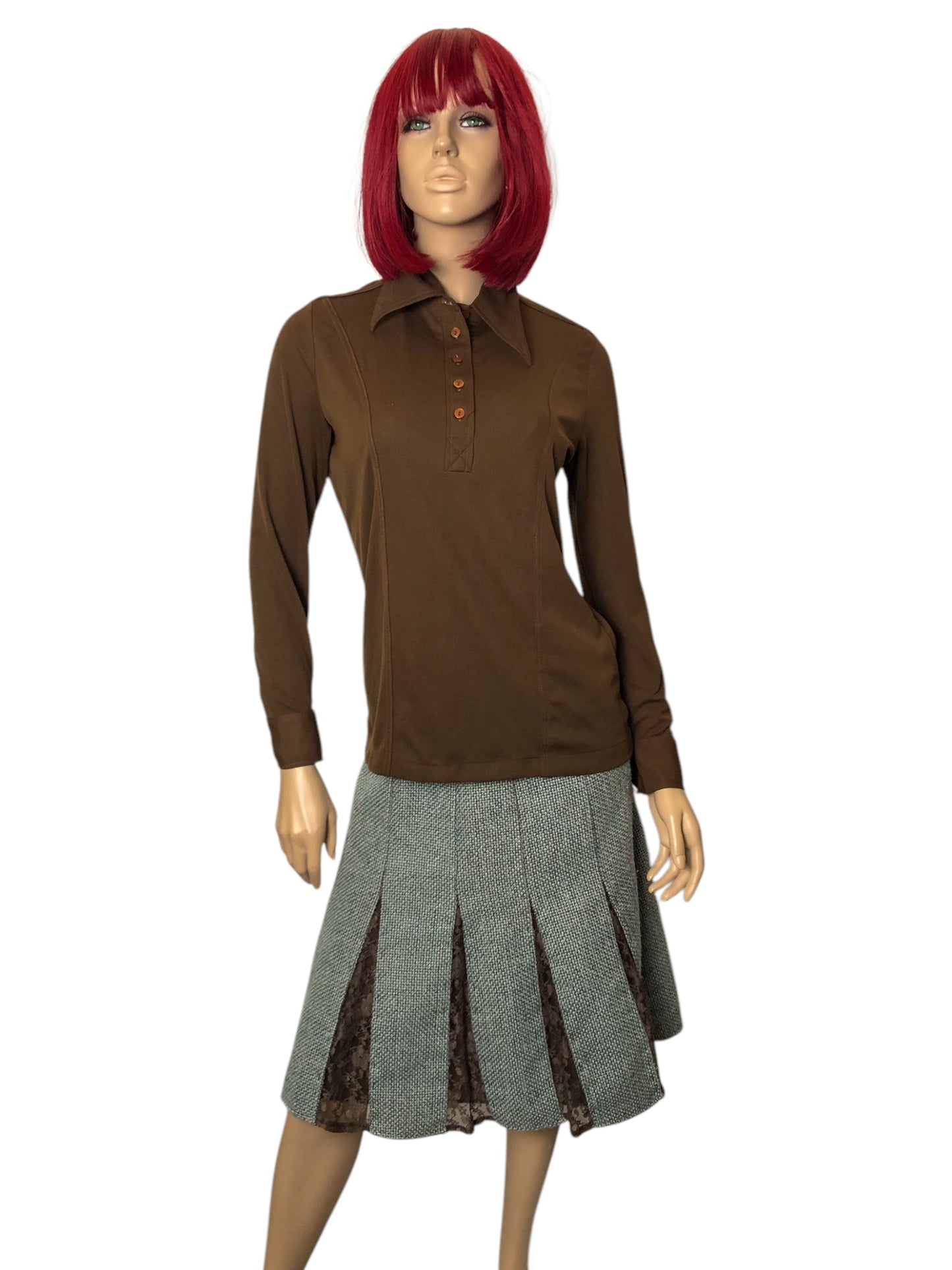 60’s Tarni Brown Retro Shirt (M)