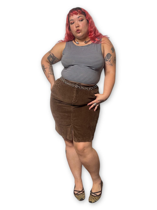 Y2K/Modern Brown Corduroy Skirt (XL)