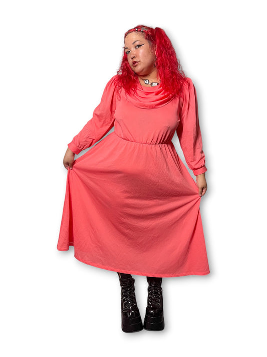 80’s/90’s Coral Pink Day Dress (1X/2X)