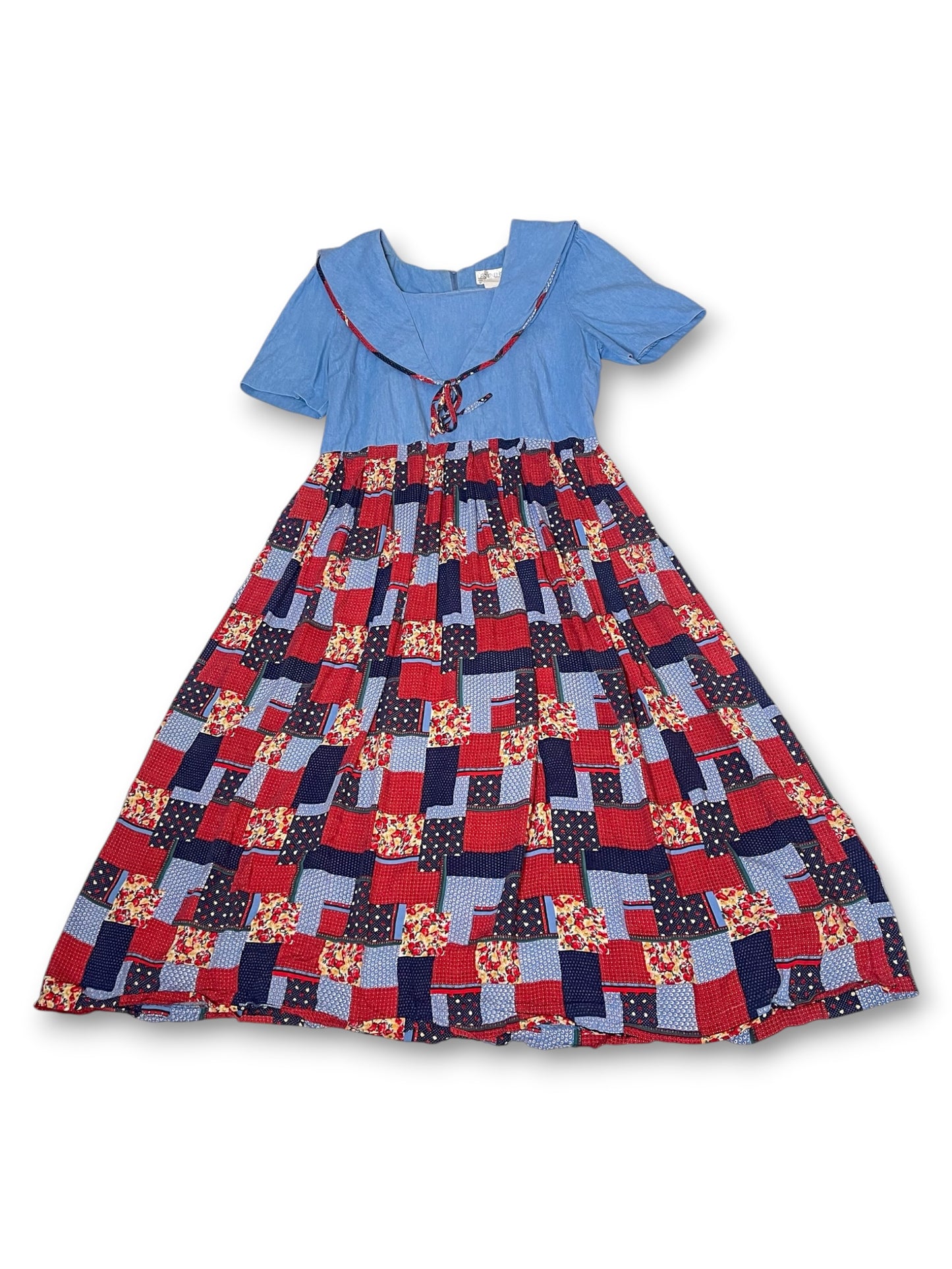 70’s/80’s Retro Patchwork Prairie Dress (L/XL)