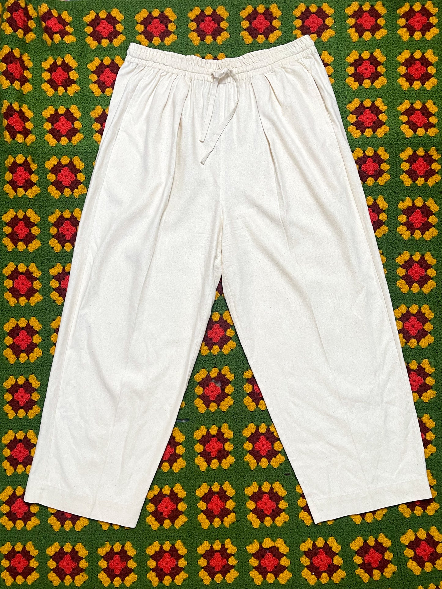90’s Bogari Signature Cream Pleated Pants (XL)