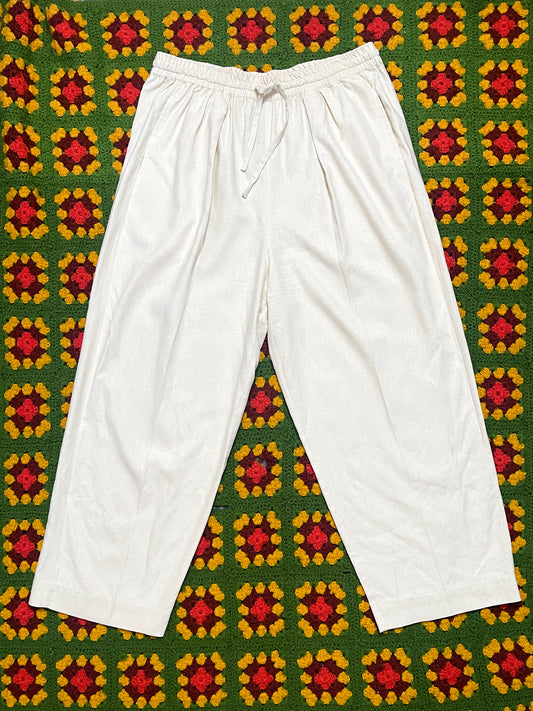 90’s Bogari Signature Cream Pleated Pants (XL)