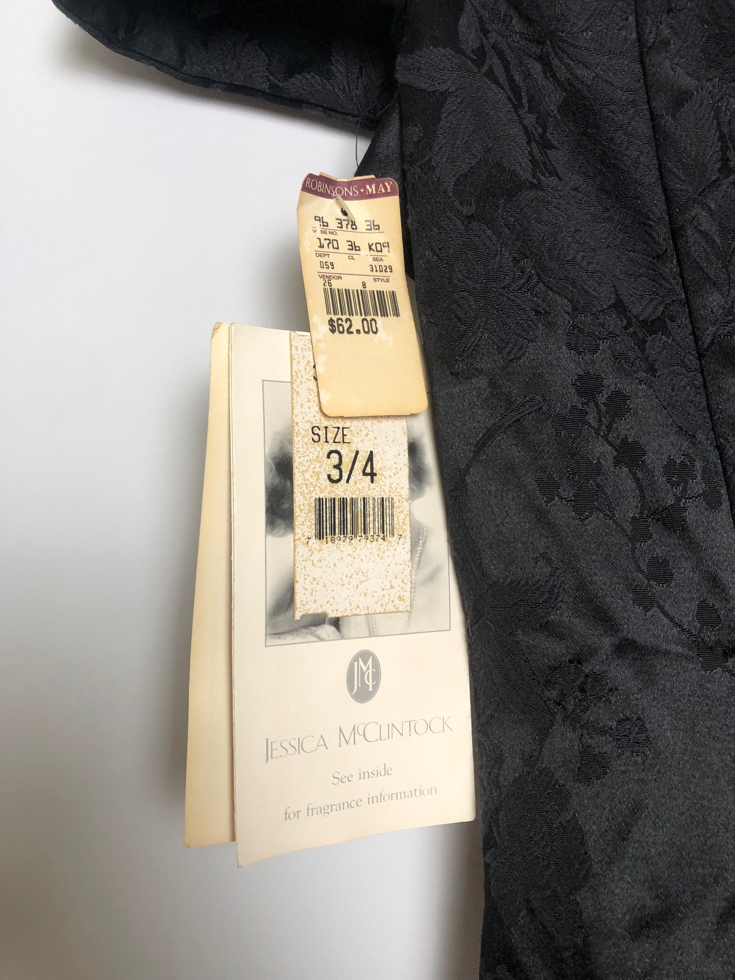 90’s Gunne Sax by Jessica McClintock Black Floral Brocade Cocktail Dress (XXS)
