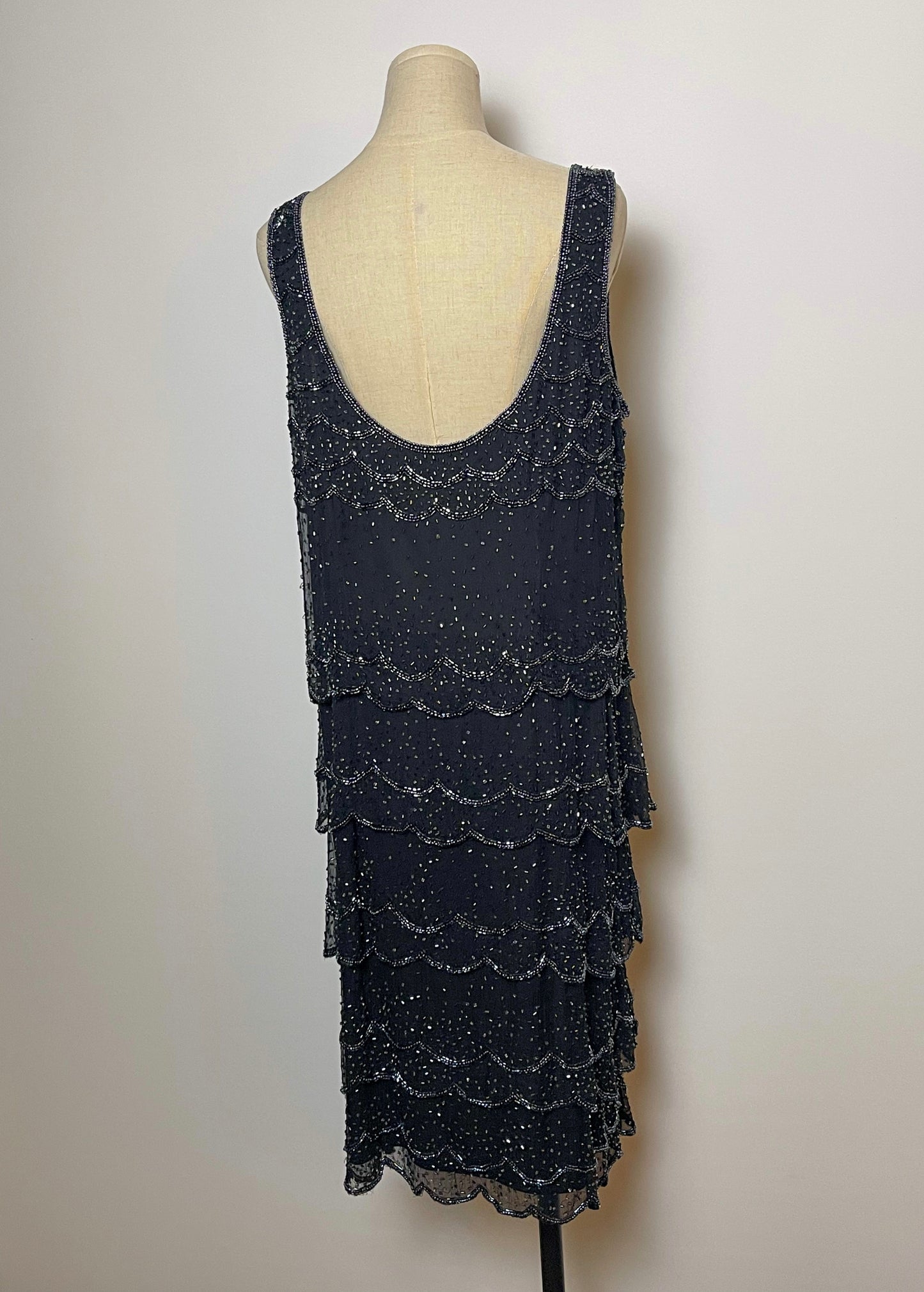 90’s Silk Beaded Tiered Cocktail Dress (XL/1X)