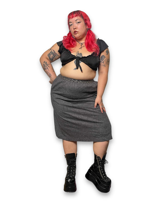 70’s/80’s Gray Wool Pencil Skirt (1X)