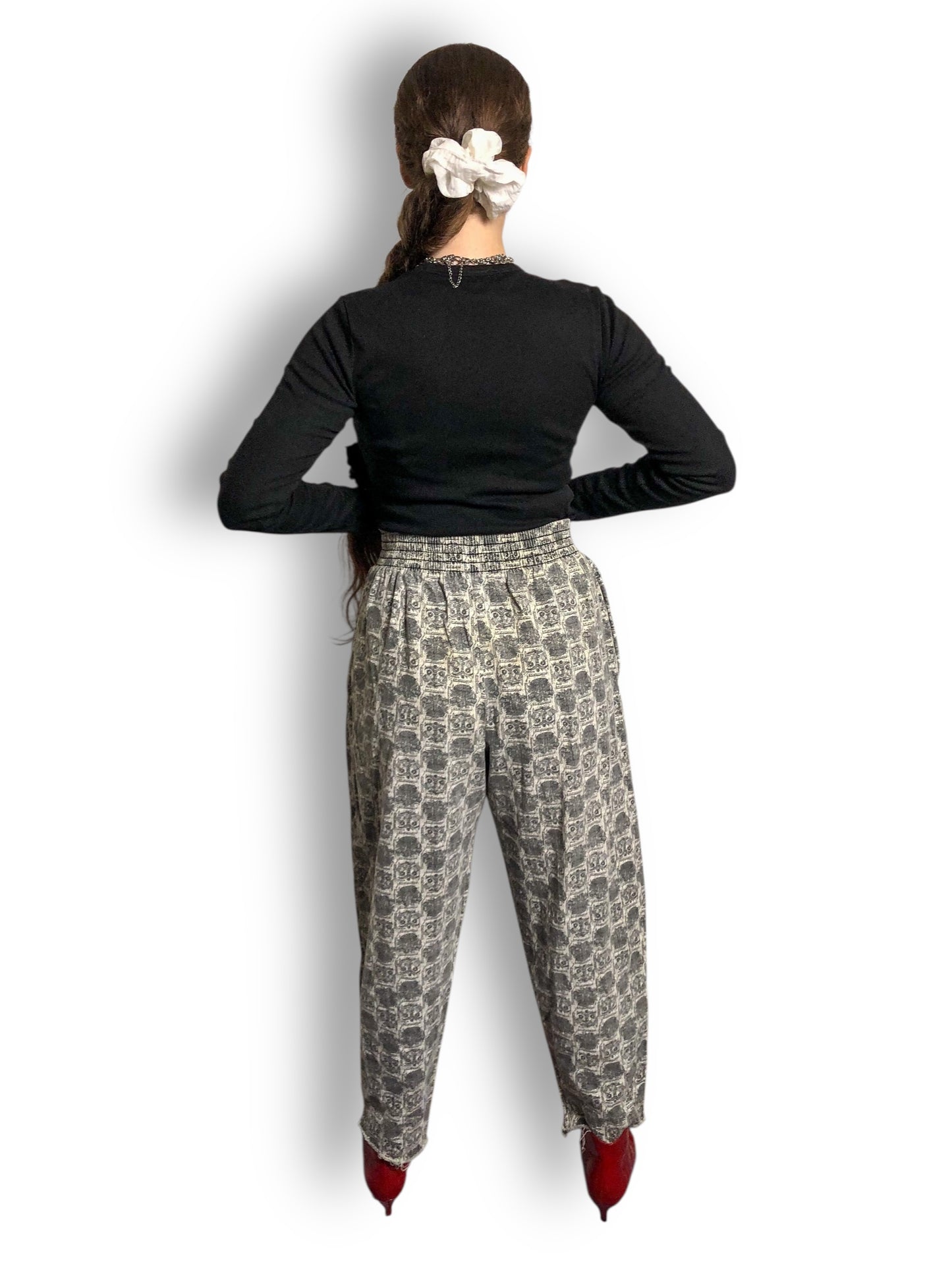 80’s Way Out Gray and White Patterned Pants (M/L)