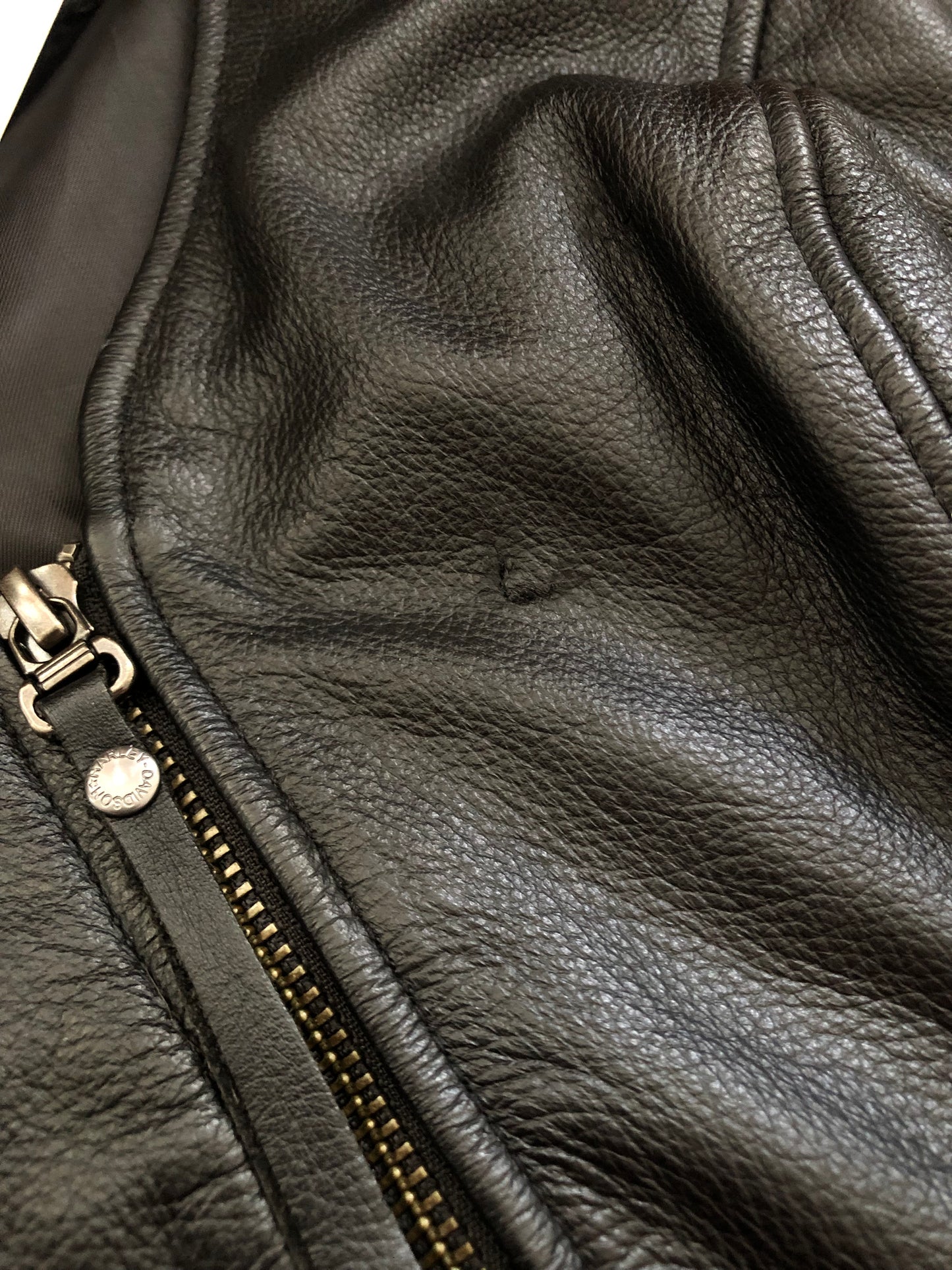 Y2K Harley Davidson Zip-Up Leather Vest (XL)