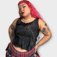 90’s Lucie Ann II Black Filigree Satin Tank Top (L)