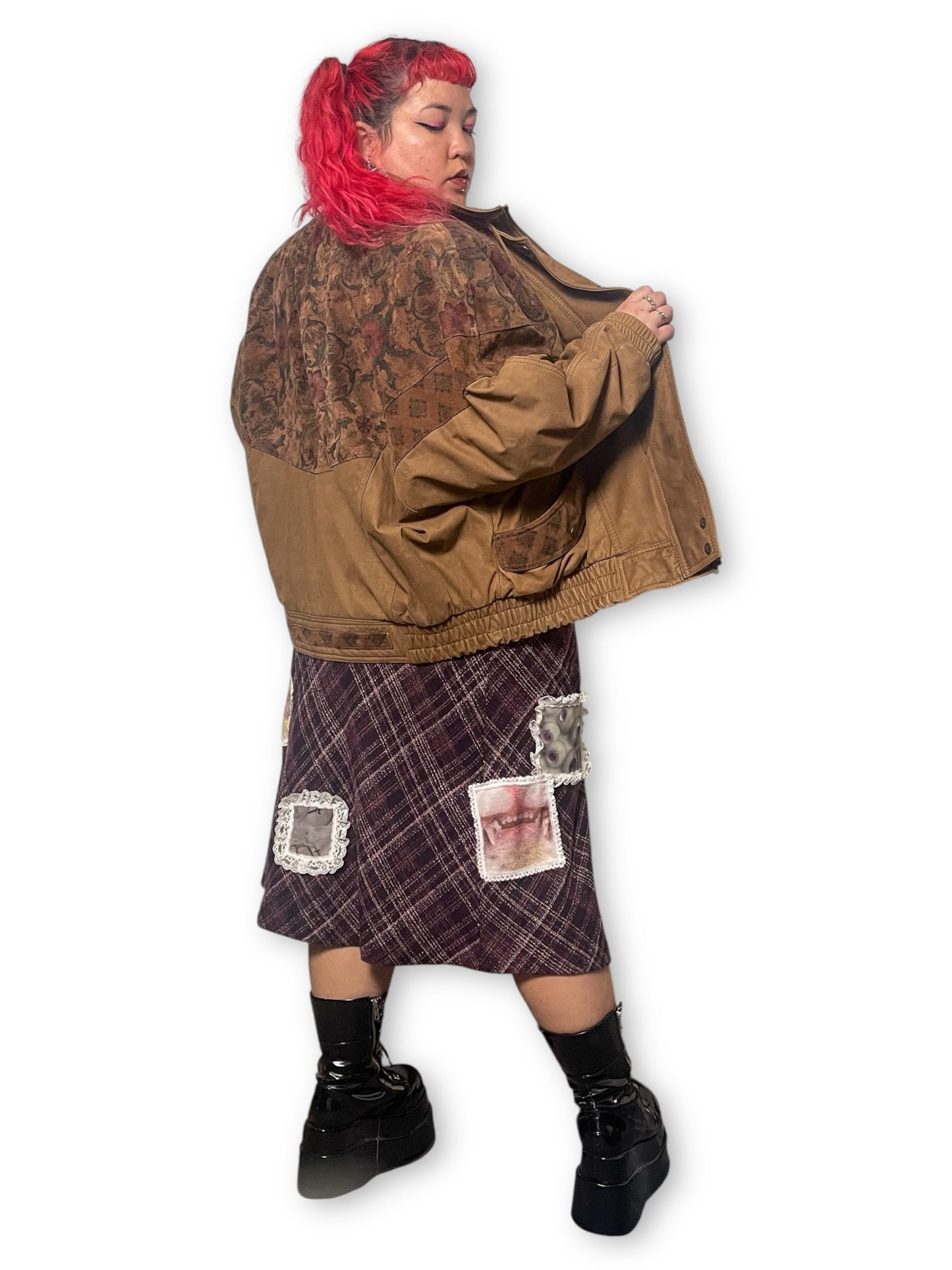 80’s Boho Leather Bomber Jacket (2X/3X/4X)