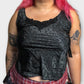 90’s Lucie Ann II Black Filigree Satin Tank Top (L)