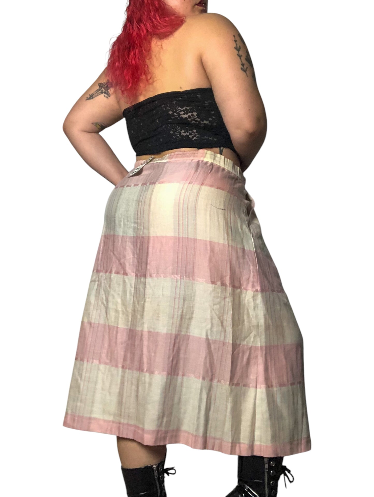 70’s Impressions II Pink and White Plaid Skirt (2X/3X)